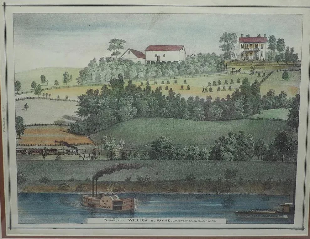 Aquatint Lithograph William Payne Homestead Monongahela River Near Pittsburgh - 5