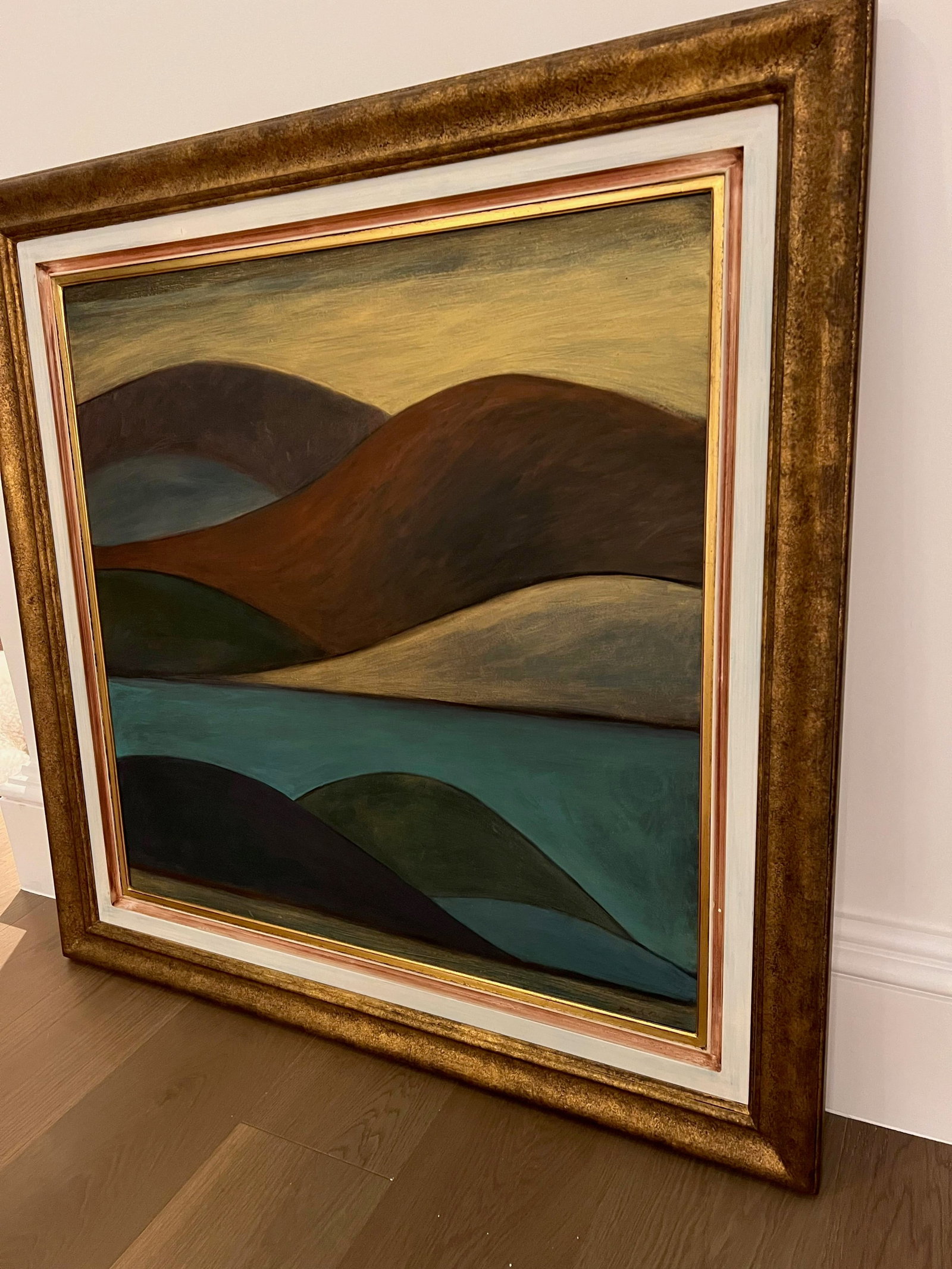 1990s "Heading South" Abstract Rolling Hills Landscape Oil Painting on Canvas - 4