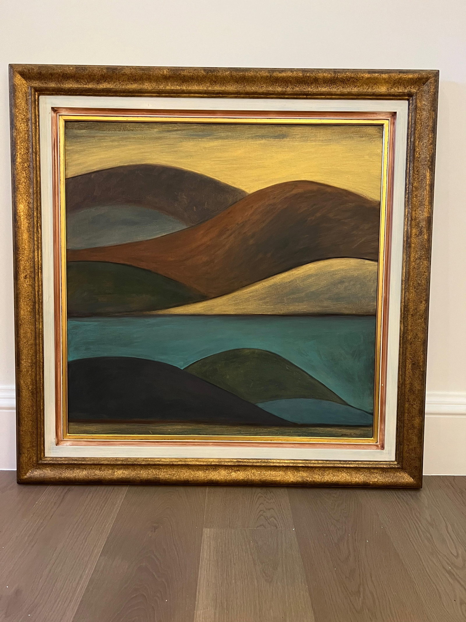 1990s "Heading South" Abstract Rolling Hills Landscape Oil Painting on Canvas - 5