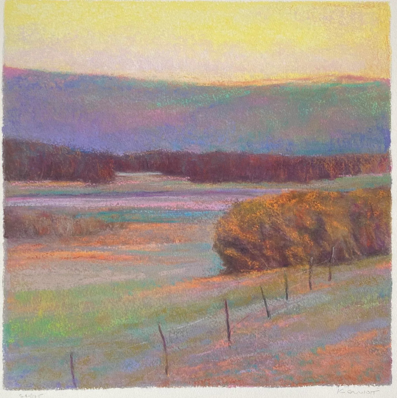 "View to Green Hill" Vintage Landscape Archival Giclee Print by Ken Elliott - 2