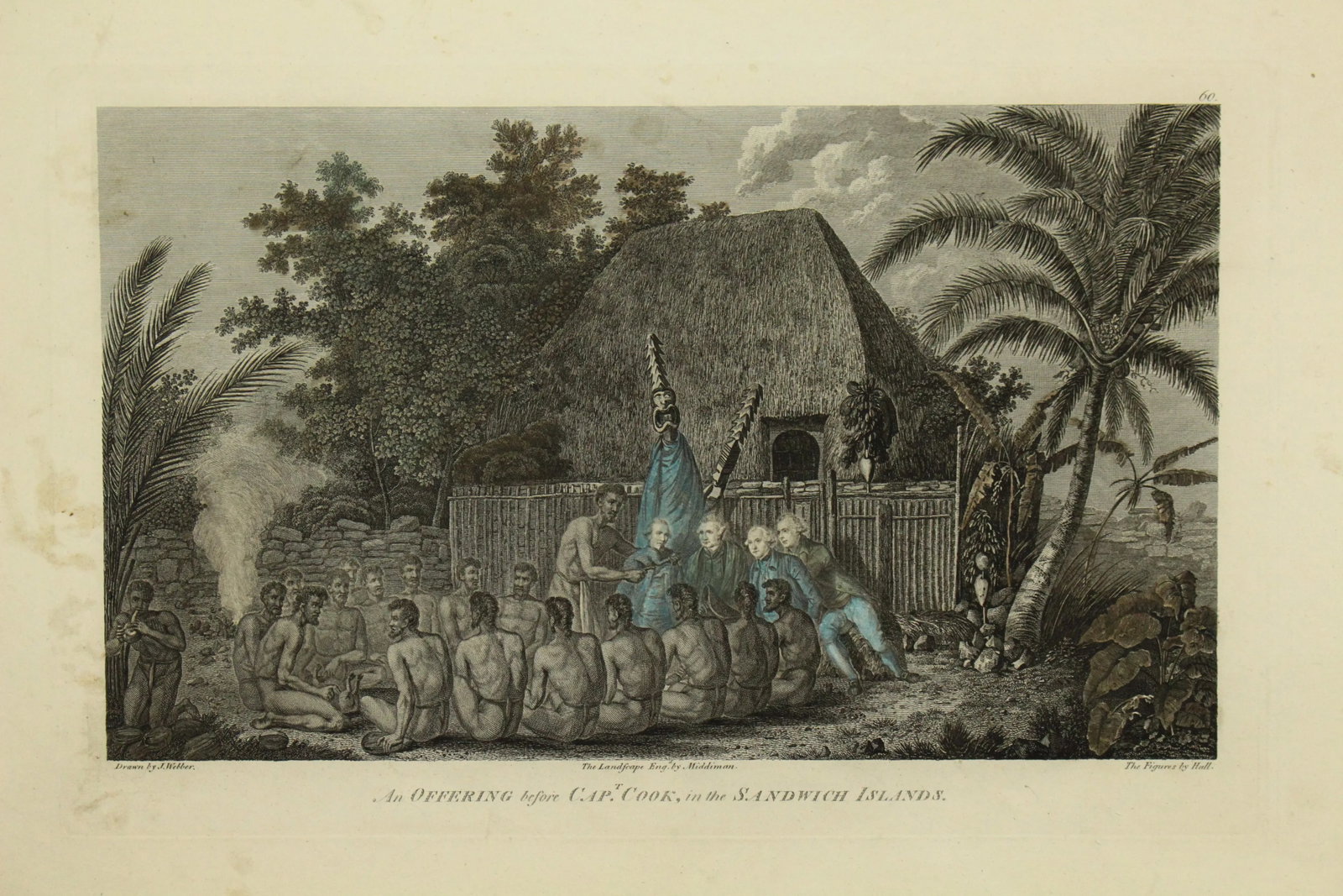 1784 James Cook & J. Webber Engraving - an Offering in the Sandwich Islands - 2