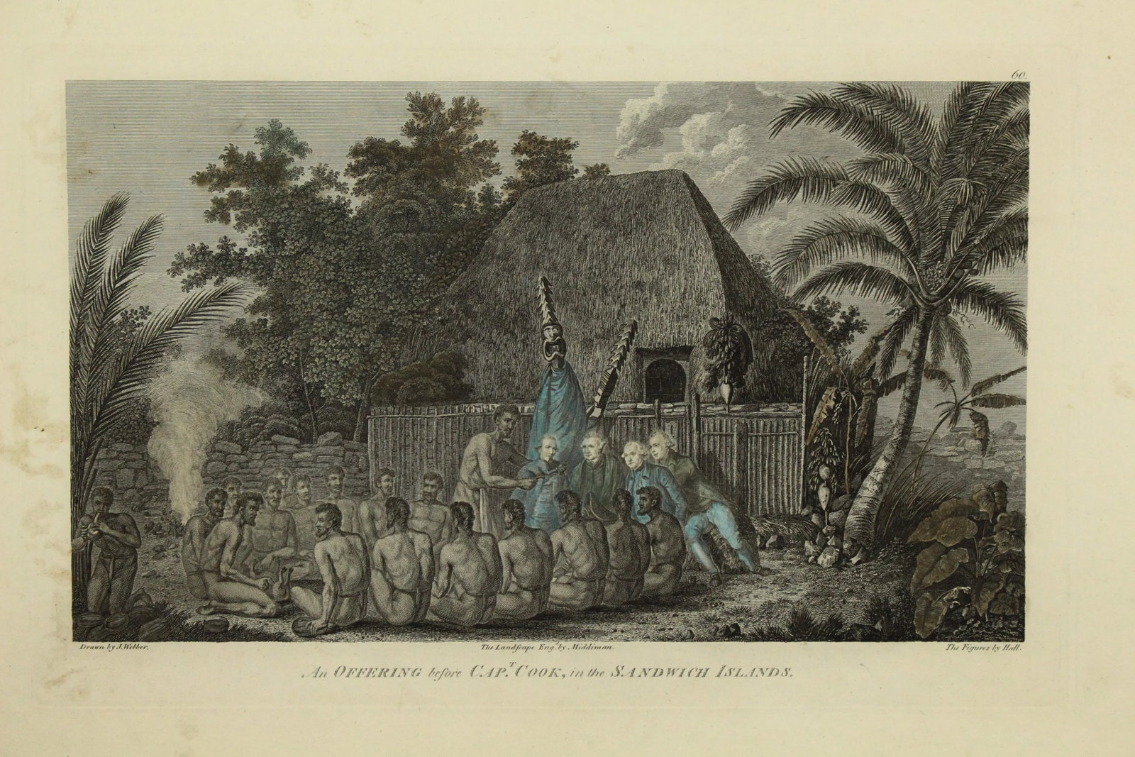 1784 James Cook & J. Webber Engraving - an Offering in the Sandwich Islands - 3