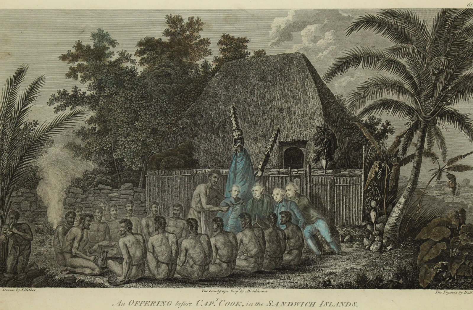 1784 James Cook & J. Webber Engraving - an Offering in the Sandwich Islands - 4