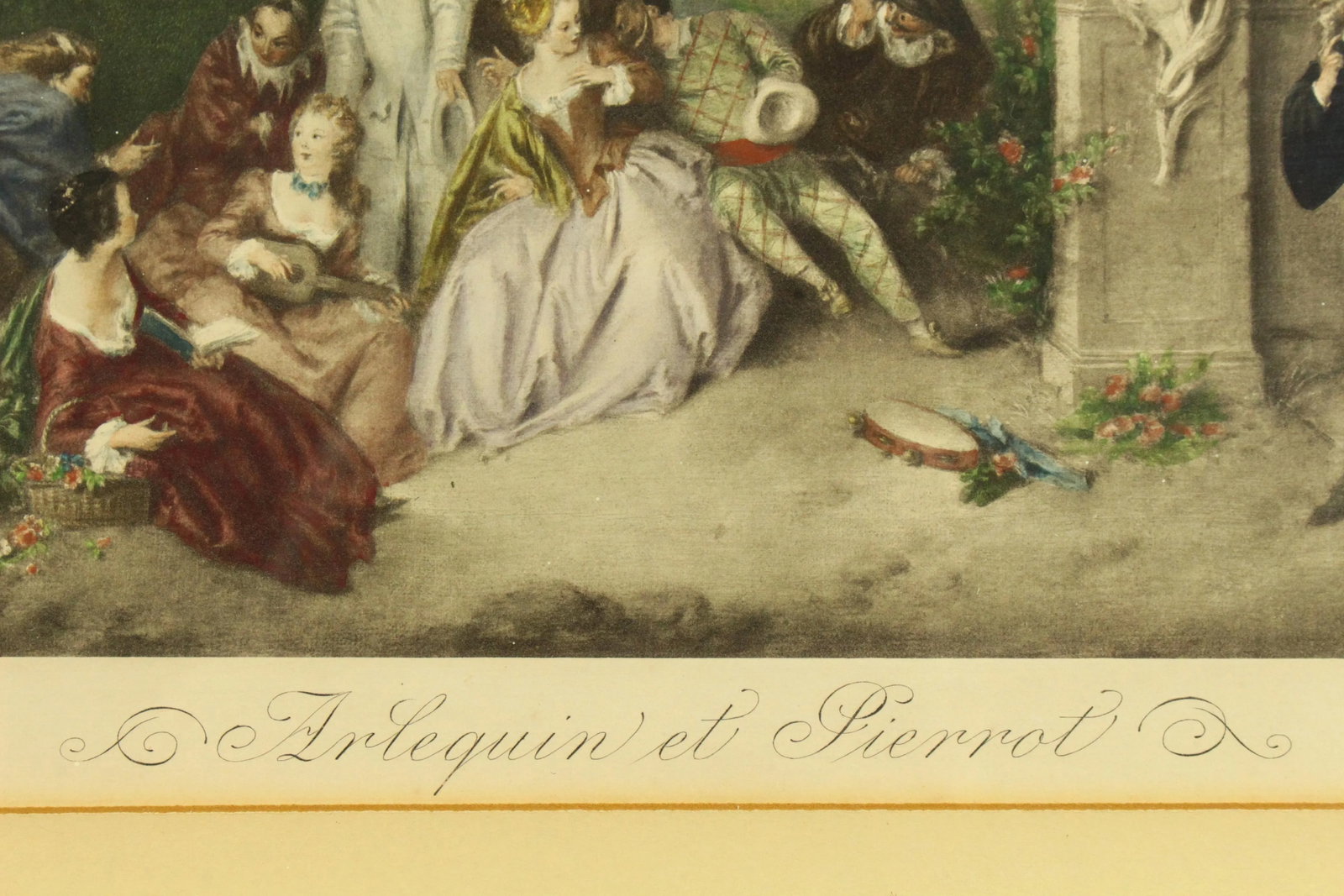 F. Hanfstaengl Antique Set of 3 Tinted Lithographs Rococo Comedia Dell'Arte - 7