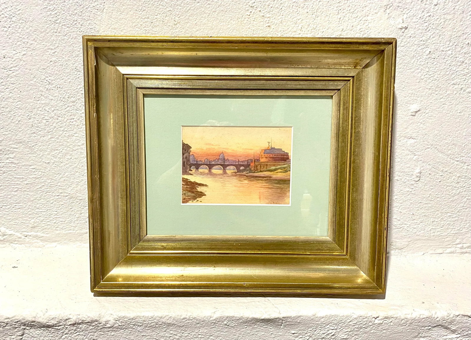 19th C. Rome Riverscape by Charles Theodore Frere, Ponte Sant'Angelo - 11