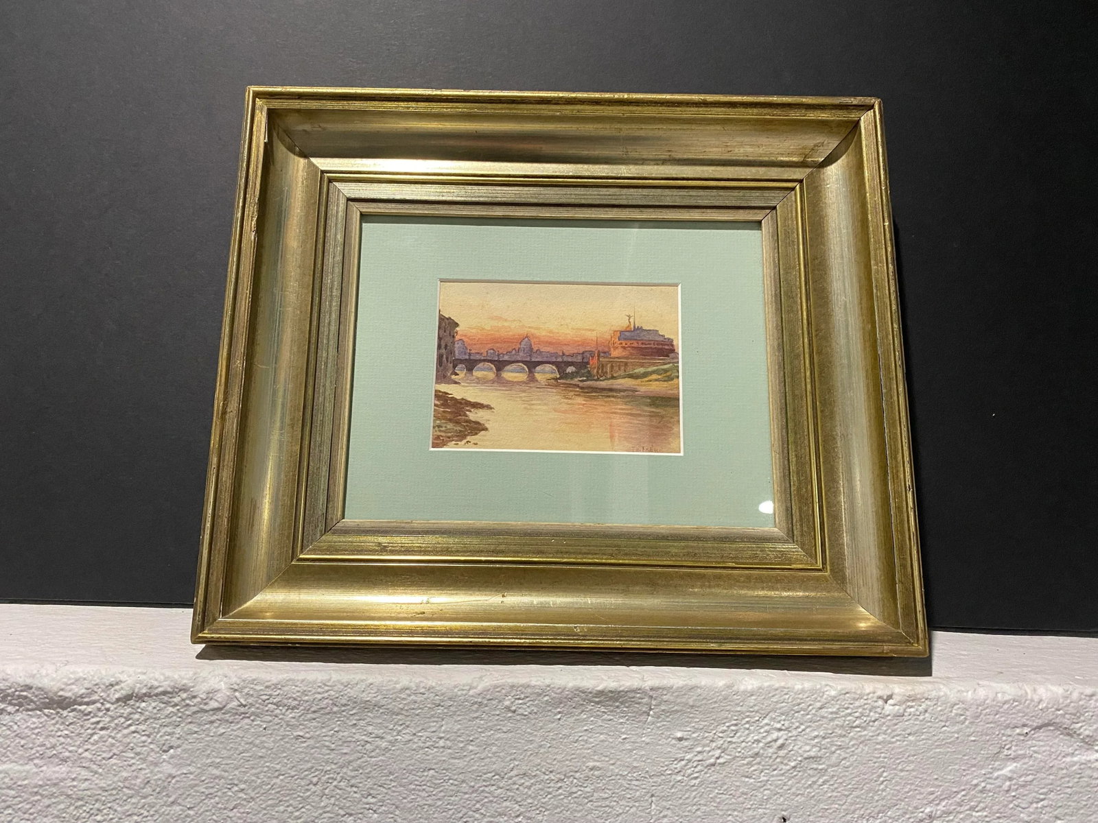 19th C. Rome Riverscape by Charles Theodore Frere, Ponte Sant'Angelo - 4