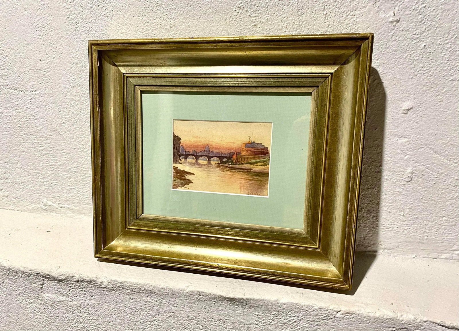 19th C. Rome Riverscape by Charles Theodore Frere, Ponte Sant'Angelo - 7