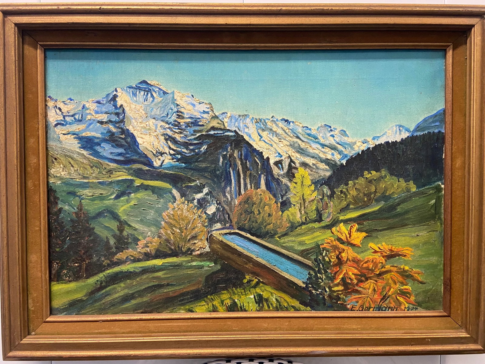 Vintage 1970's Original Oil Landscape Mountain Painting - 2