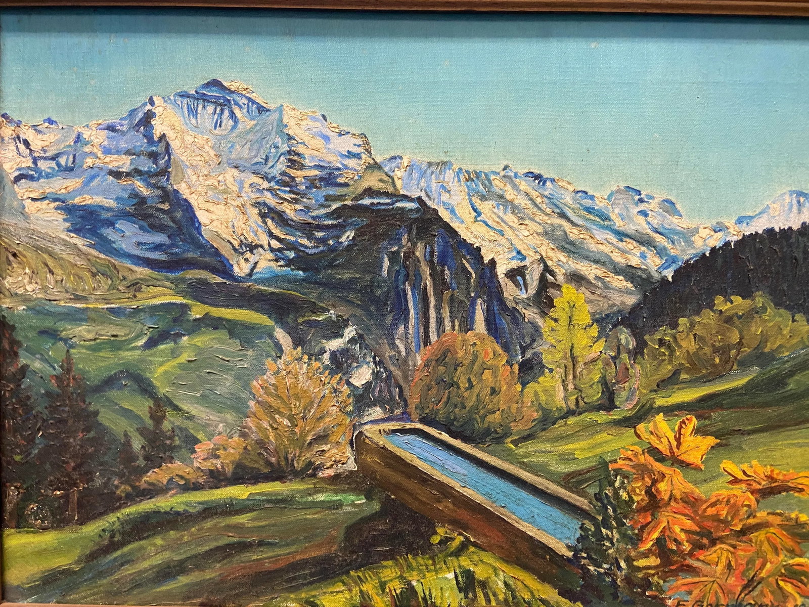 Vintage 1970's Original Oil Landscape Mountain Painting - 3
