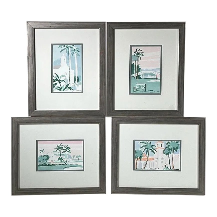 Vintage Modern Tropical Landscape Architectural Set of 4 Prints by Wini Smart (1 of 11)