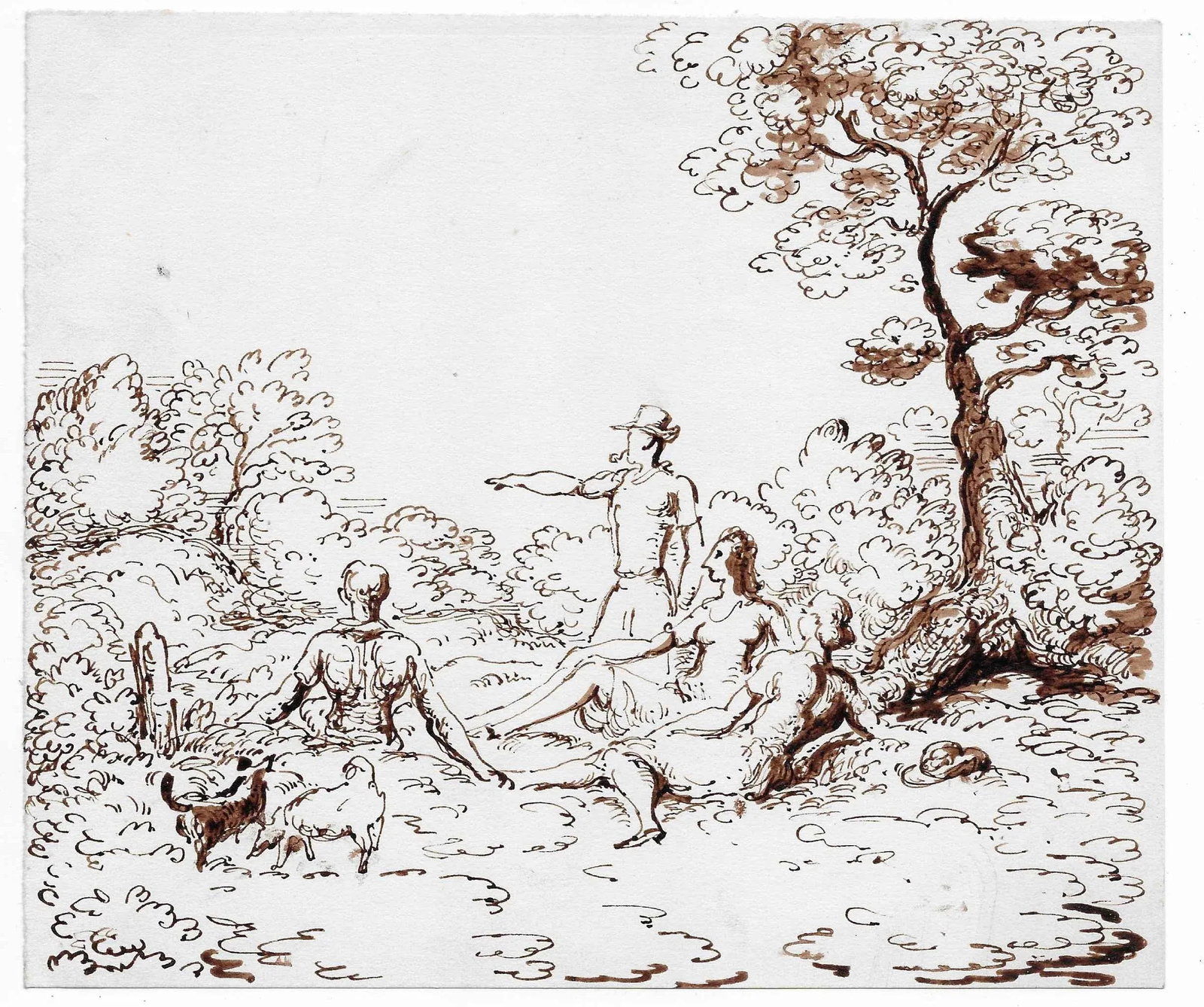 1930s Harold Hope Read English Countryside Scene With Figures - 2