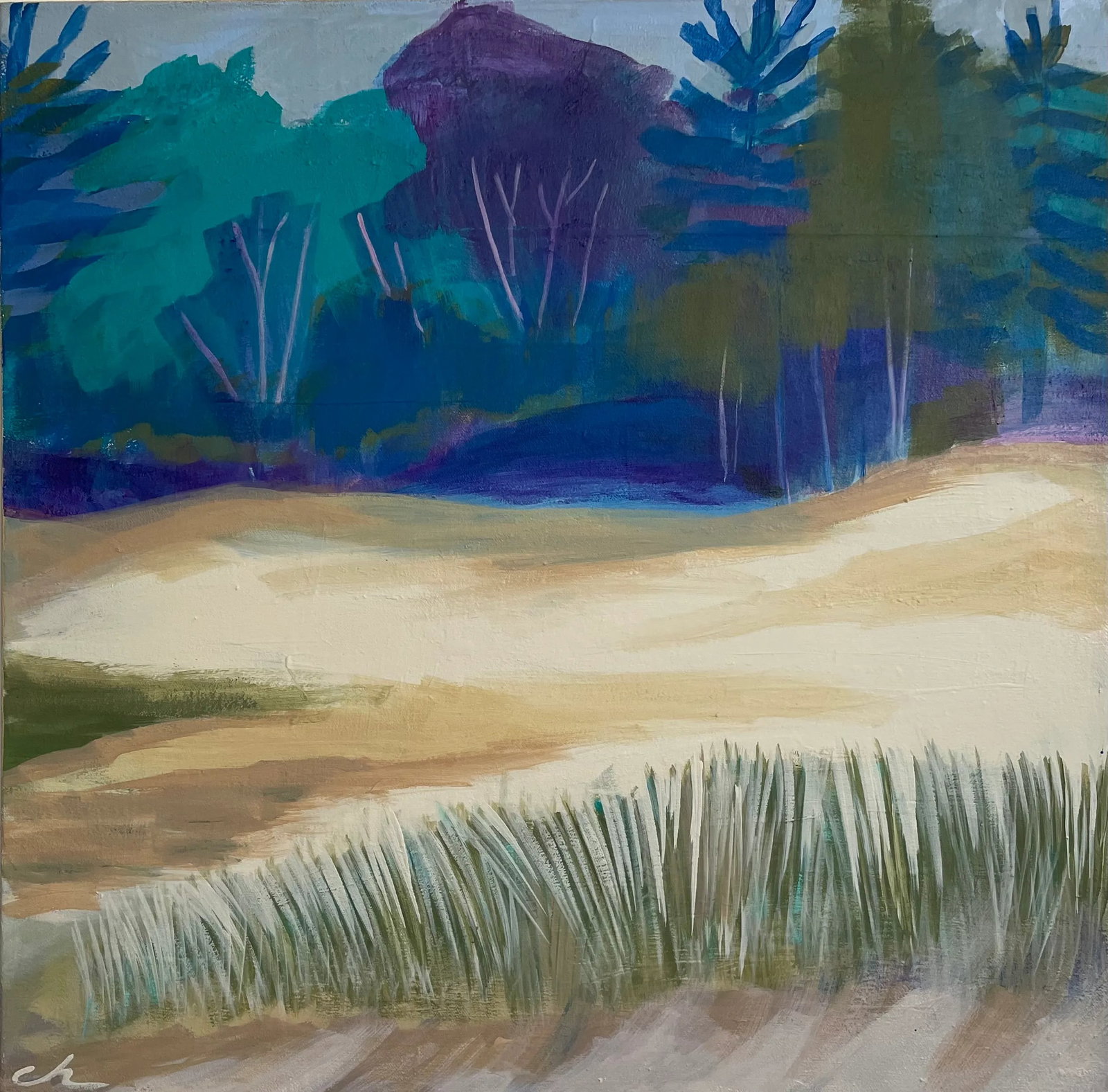 "Coastal Dunes 1" Original Abstract Landscape Painting by Cathe Hendrick: The inspiration for this painting was the sand dunes that surround the shores of the great lakes. This acrylic painting on canvas is being published for the print and design market. Condition: