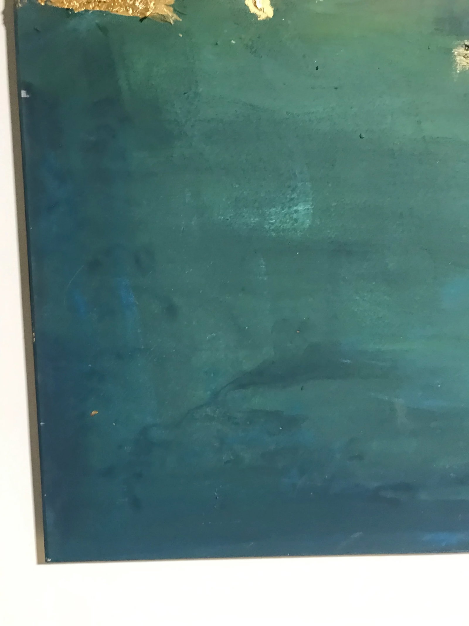 Gold in Teal and Yellow Mix Media Painting - 6