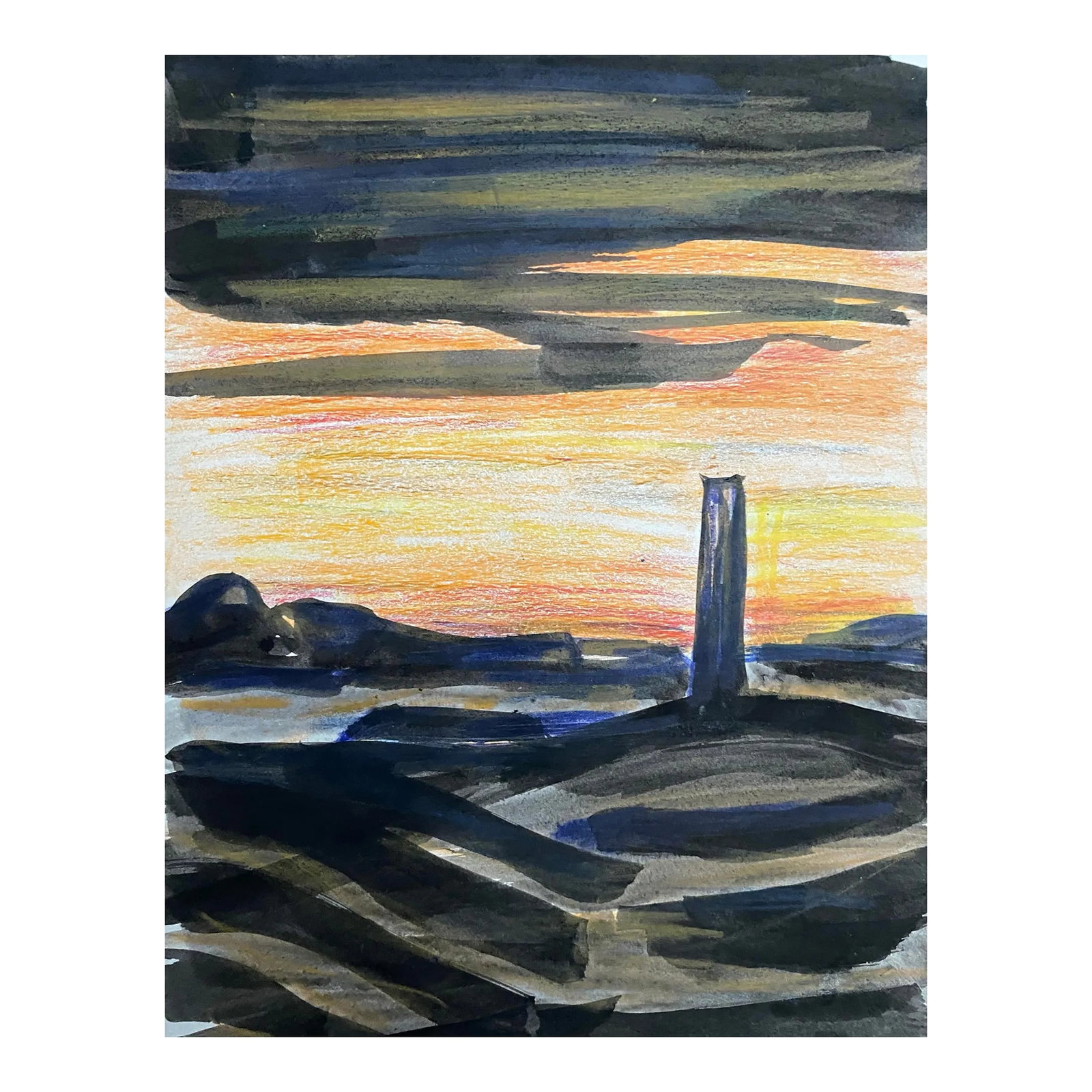 1950s Virginia Spencer Mixed Media Abstracted Landscape (1 of 2)