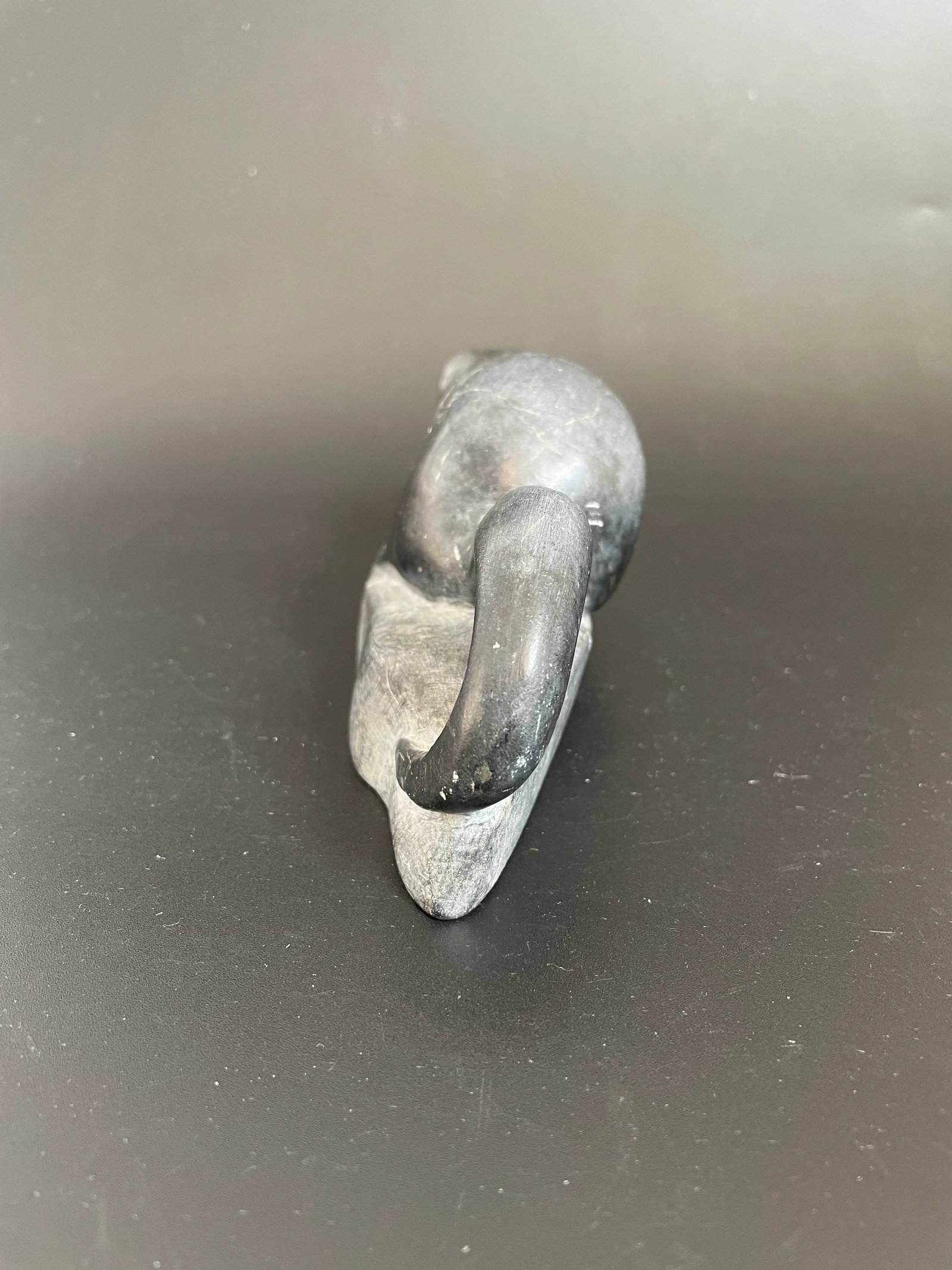 Vintage Canadian Inuit Eskimo Soapstone Carving Sea Otter Eating Fish Sculpture by Davitiapik - 5