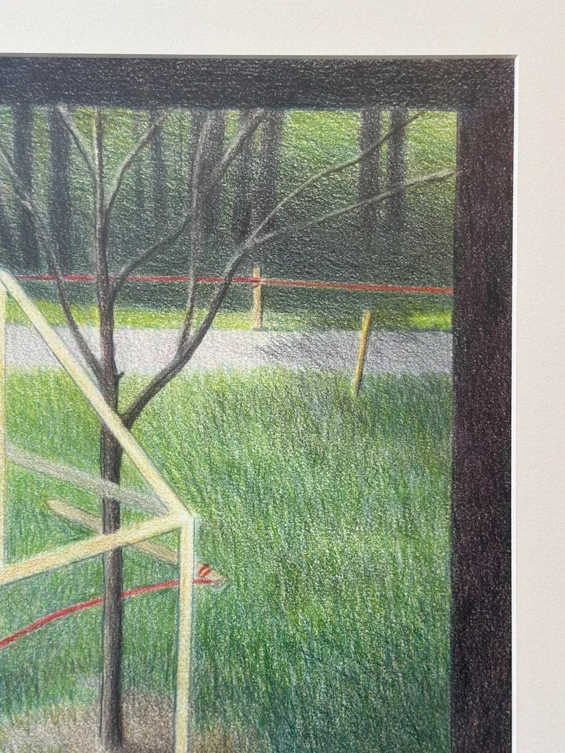 Vintage Large-Scale Postmodern Pencil Illustration, "Under Construction," by Janet Sorenson, Circa L - 11