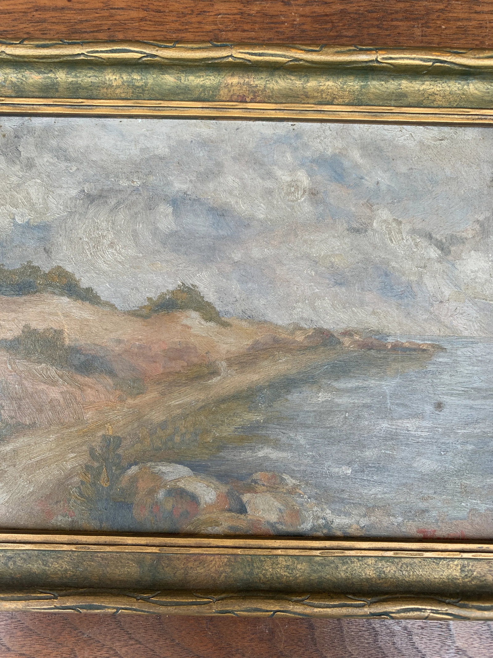 Early 20th Century Framed Coastal Landscape Oil Painting - 4