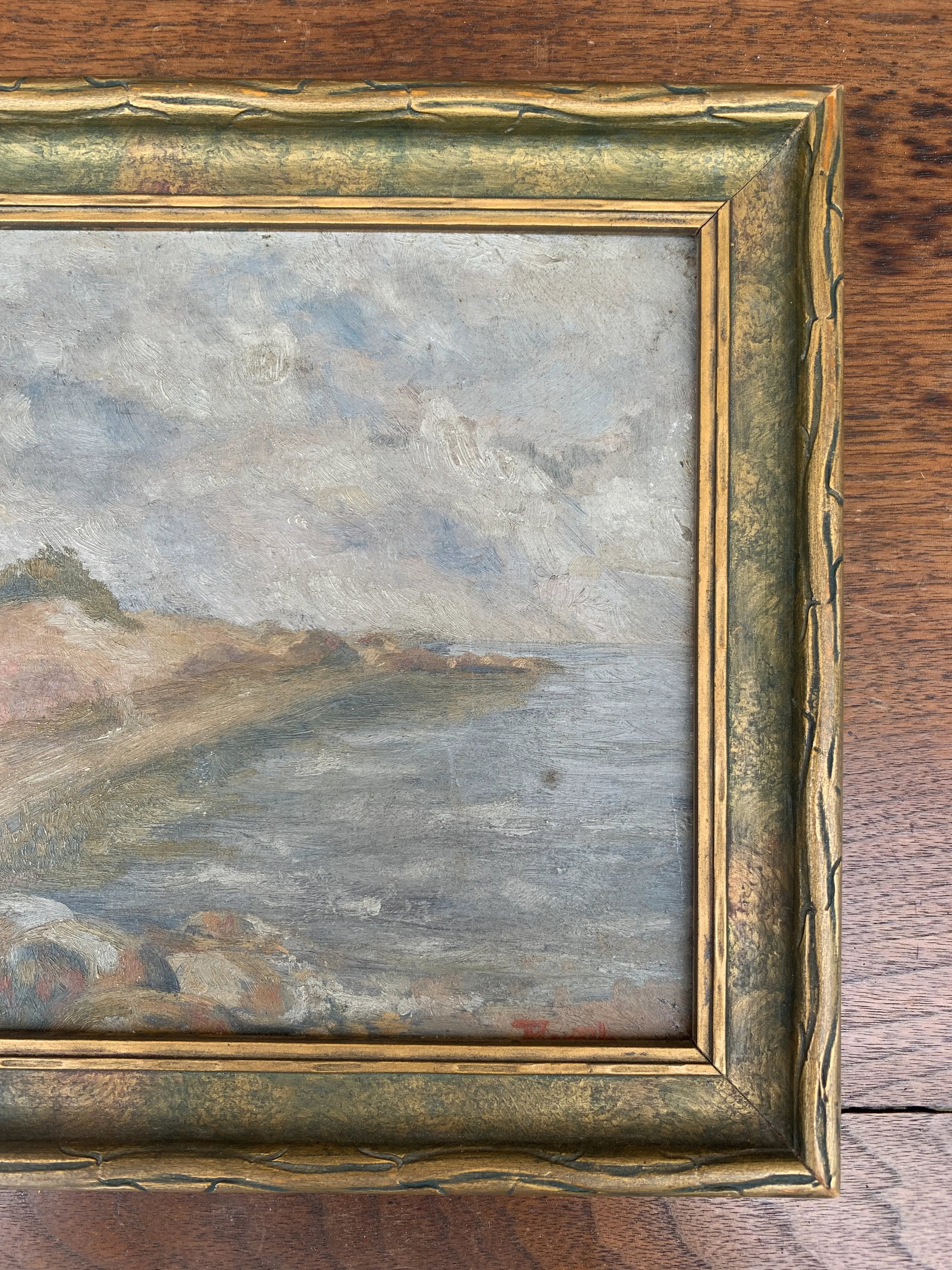 Early 20th Century Framed Coastal Landscape Oil Painting - 5