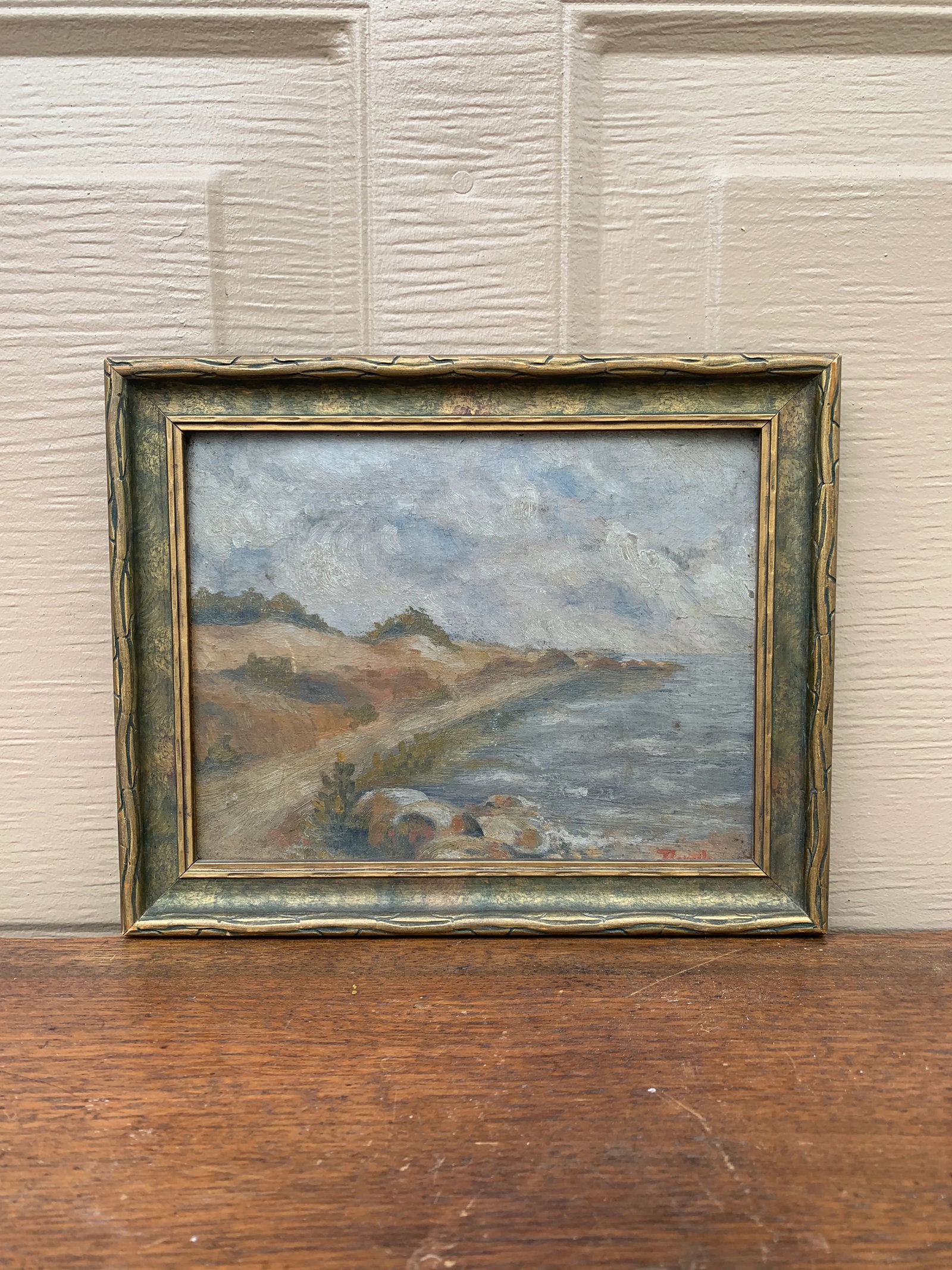 Early 20th Century Framed Coastal Landscape Oil Painting - 8