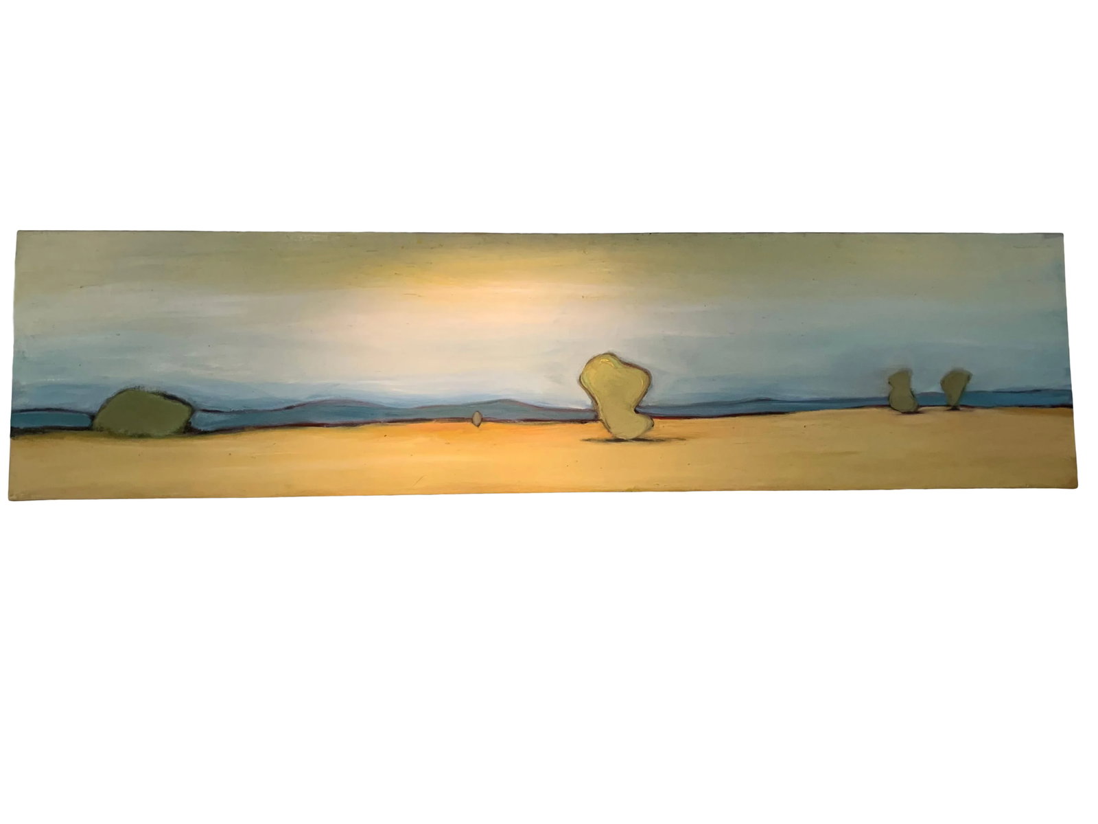 Abstract Oil on Canvas - Desert Landscape, "New Mexico Ii": Purchased in Beverly Hills by Southern California artist Bradford J. Salamon, this oil on canvas is titled New Mexico, II and is an abstract painting of the New Mexico landscape with its' huge boulder