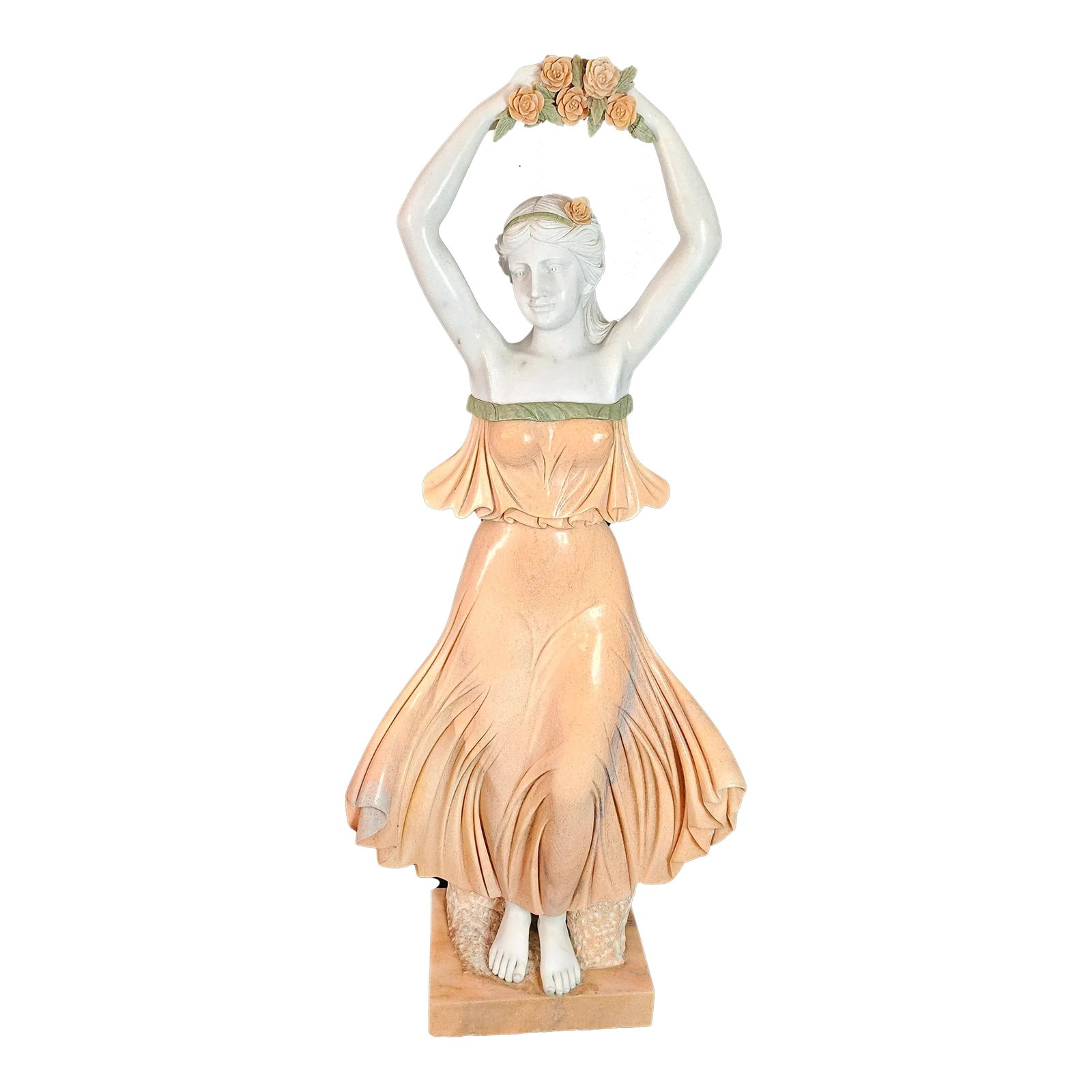 1970s Marble Woman Sculpture: This is a beautiful woman made out of marble Circa 1970's In good condition marble shows it's natural colors ,white beige, yellow, light brown perfect condition no cracks no scratches still shiny Cond