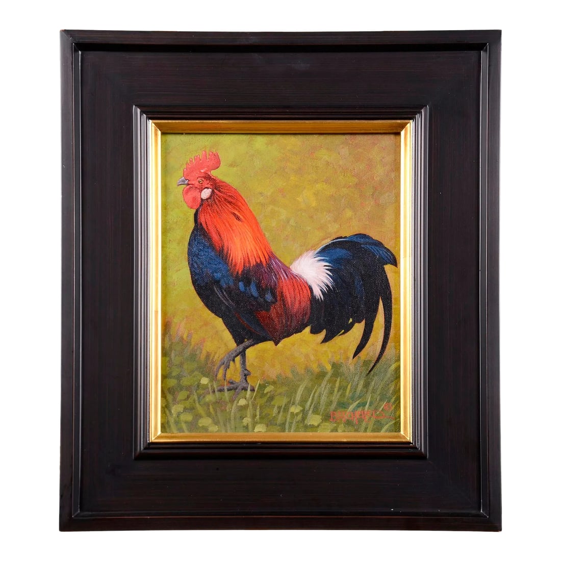 Keith Batcheller "Master of the Hen House #2" Oil Painting on Canvas, Framed: Keith Batcheller "Master of the Hen House #2" oil on canvas. This Keith Batcheller painting comes framed as shown. Dimensions 10"H x 8"W (Image); 15.625"H x 13.625"W x 2"D (Frame) About Keith