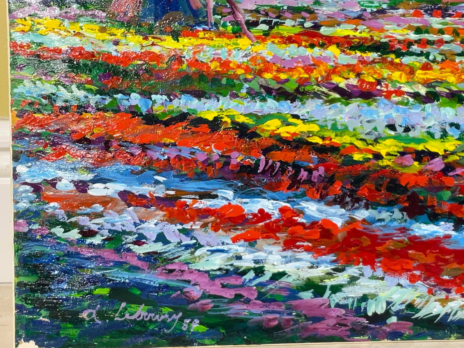 Spring in Holland , Tulip Field Painting , Oil on Paper - 12
