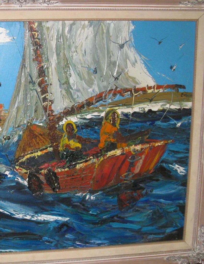 1960s Vintage Bill Dickey Seascape Marine Oil Painting - 6