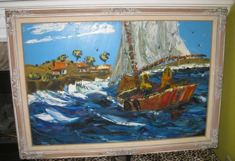 1960s Vintage Bill Dickey Seascape Marine Oil Painting - 7