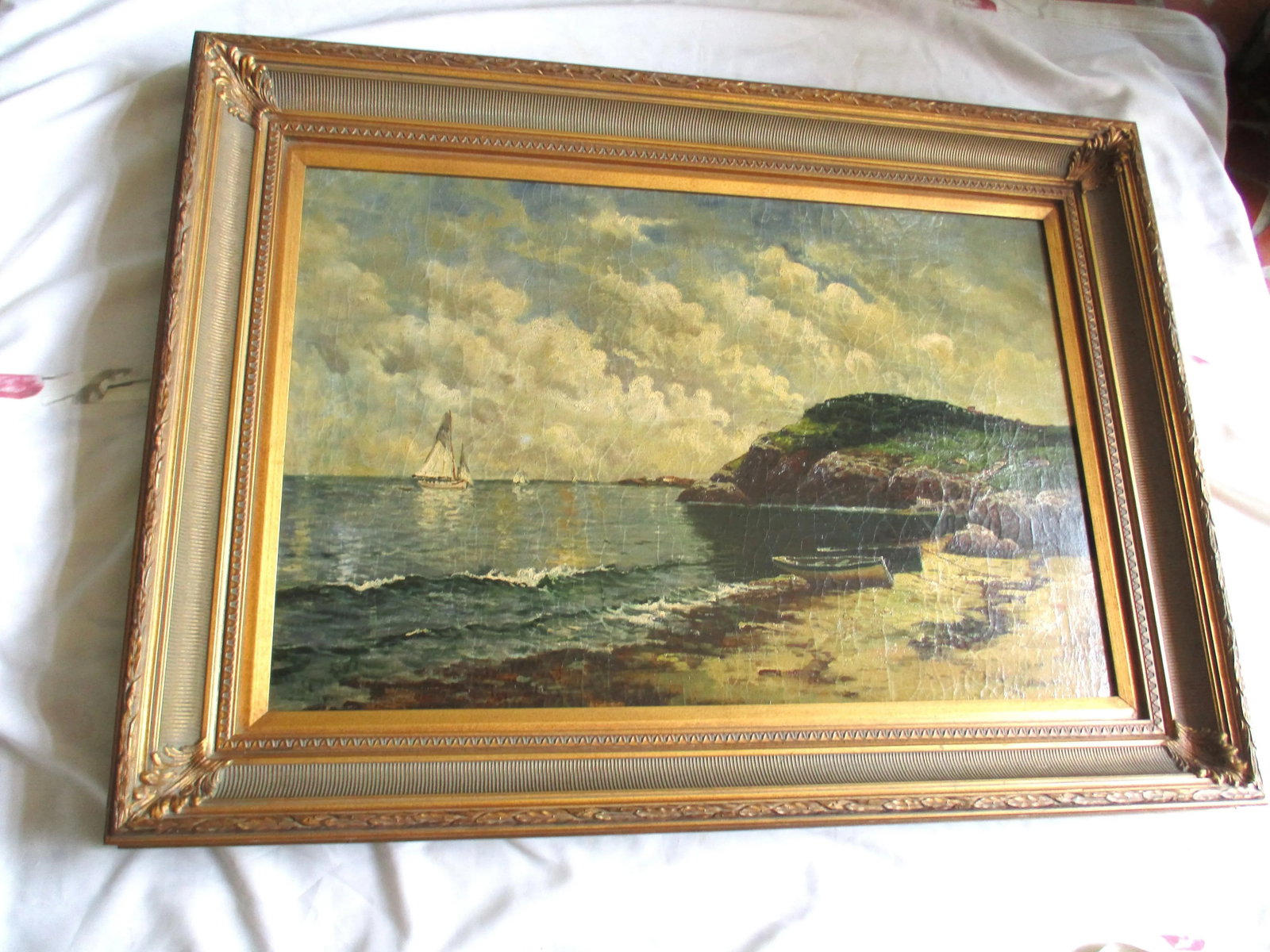 1980s Vintage Oil on Board in Gilt Wood Frame - 2