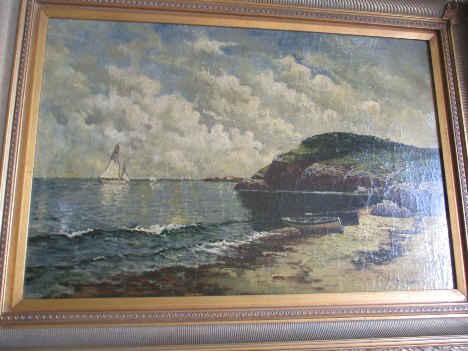 1980s Vintage Oil on Board in Gilt Wood Frame - 3