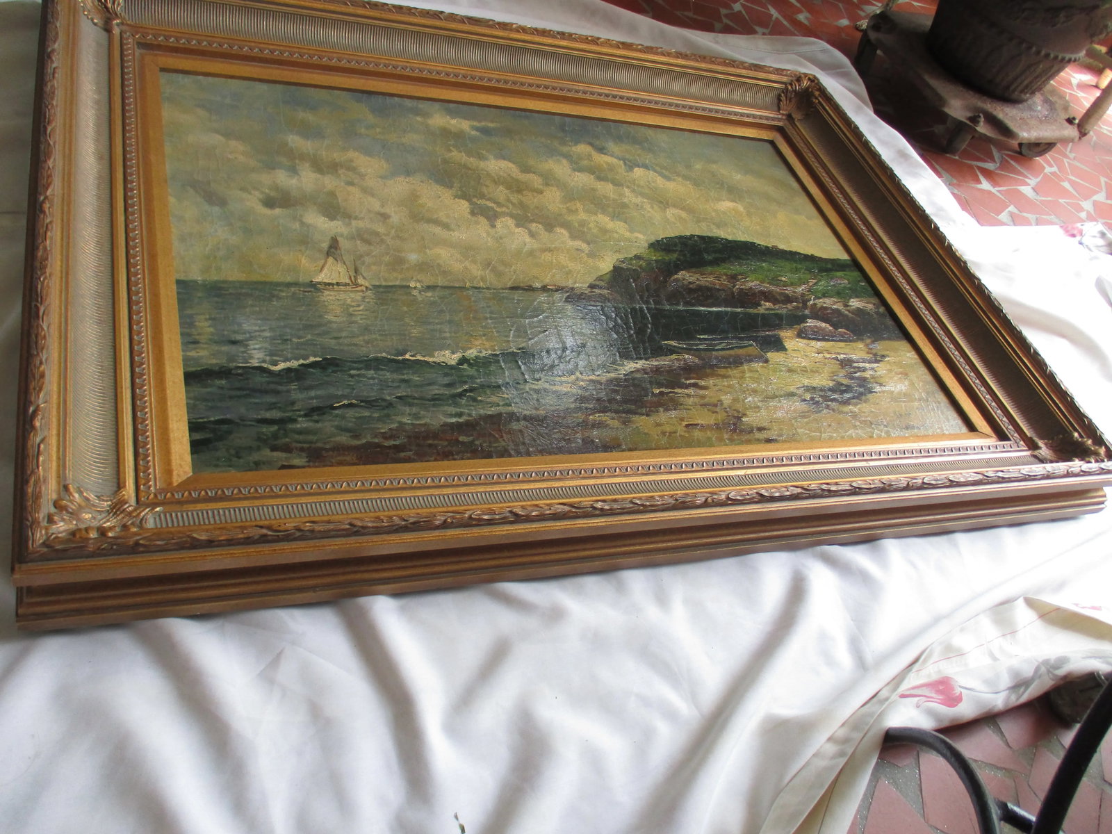 1980s Vintage Oil on Board in Gilt Wood Frame - 4