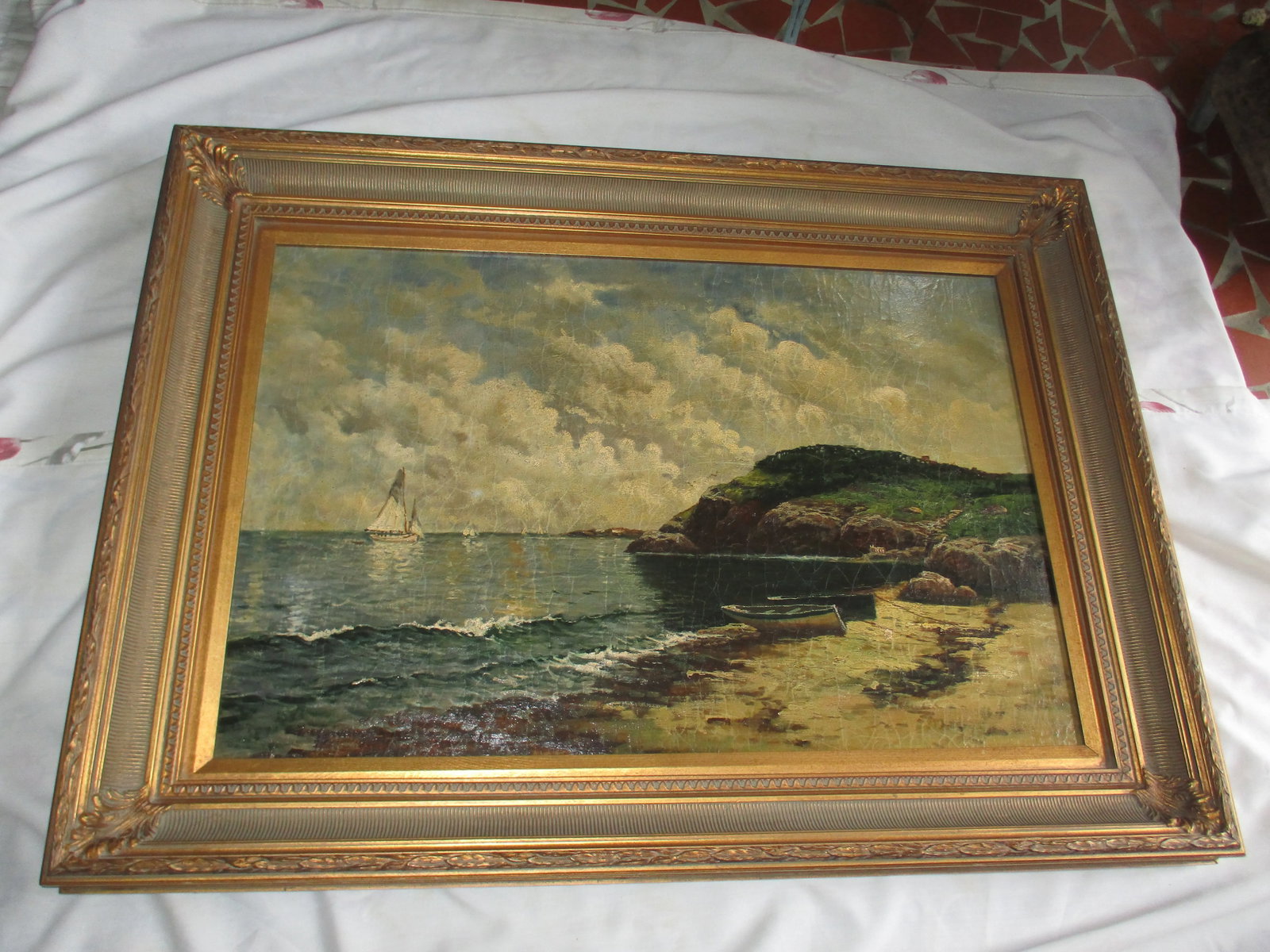 1980s Vintage Oil on Board in Gilt Wood Frame - 6