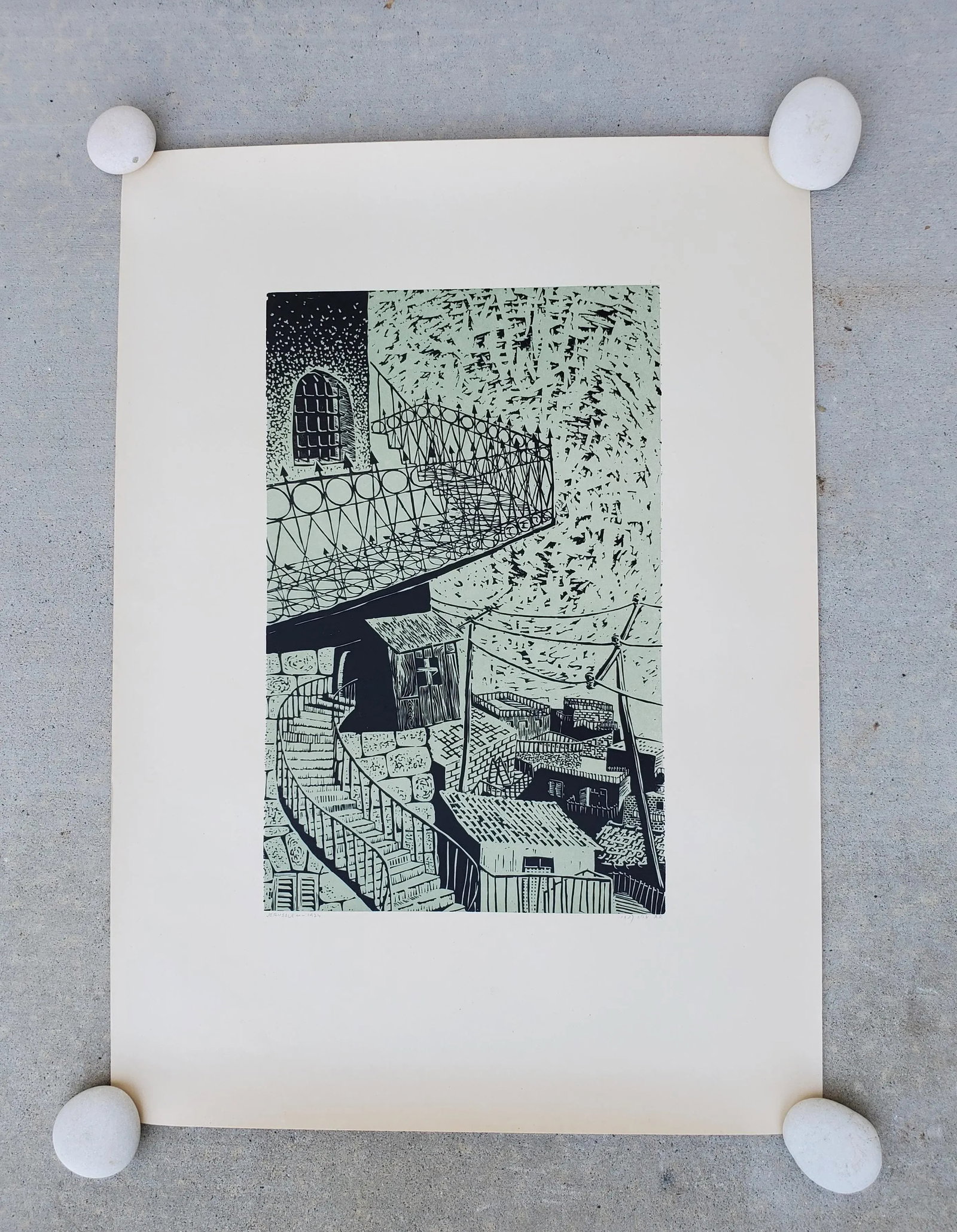 1970s Arieh Kimhi Print Linocut Block Print Artists Proof - 12