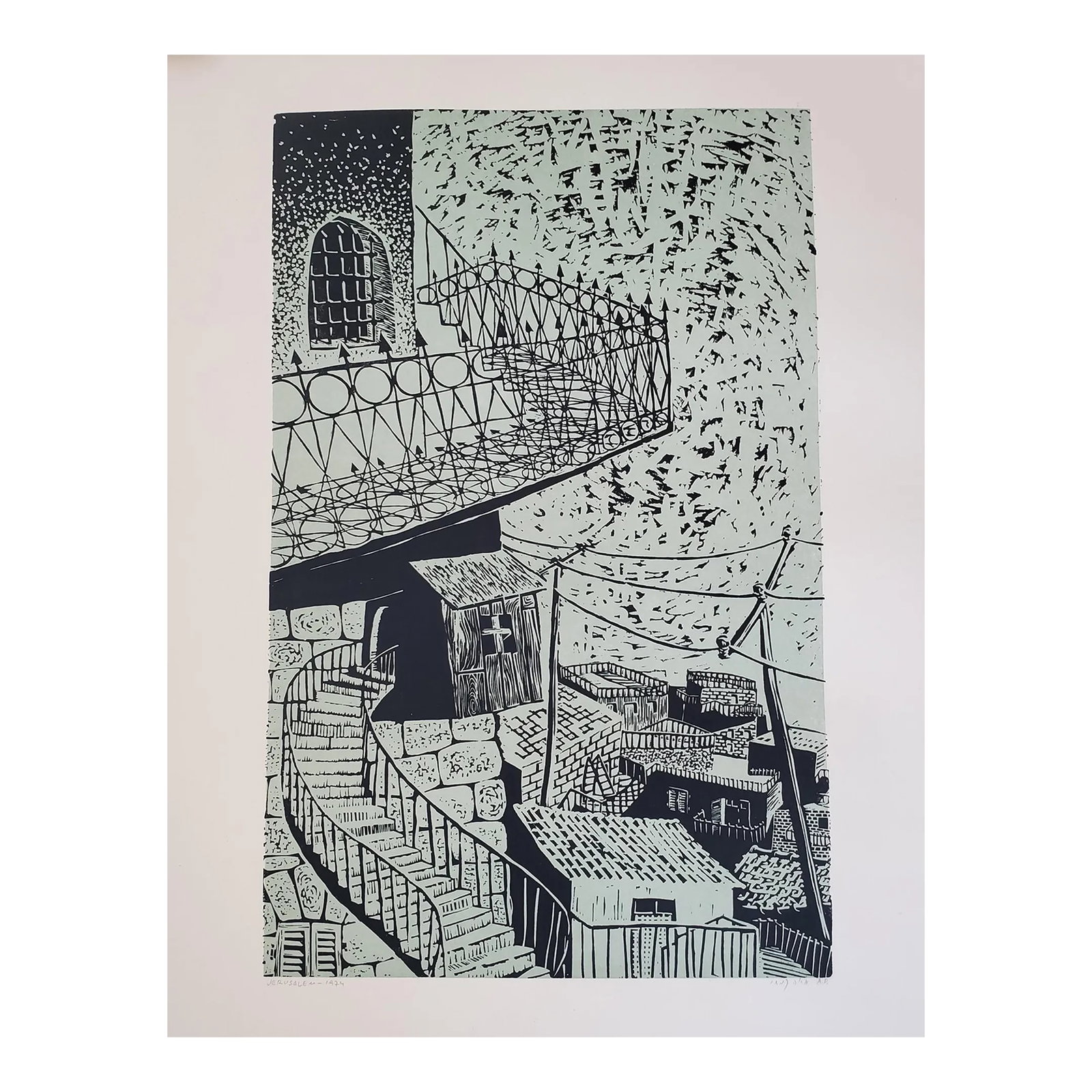1970s Arieh Kimhi Print Linocut Block Print Artists Proof - 2