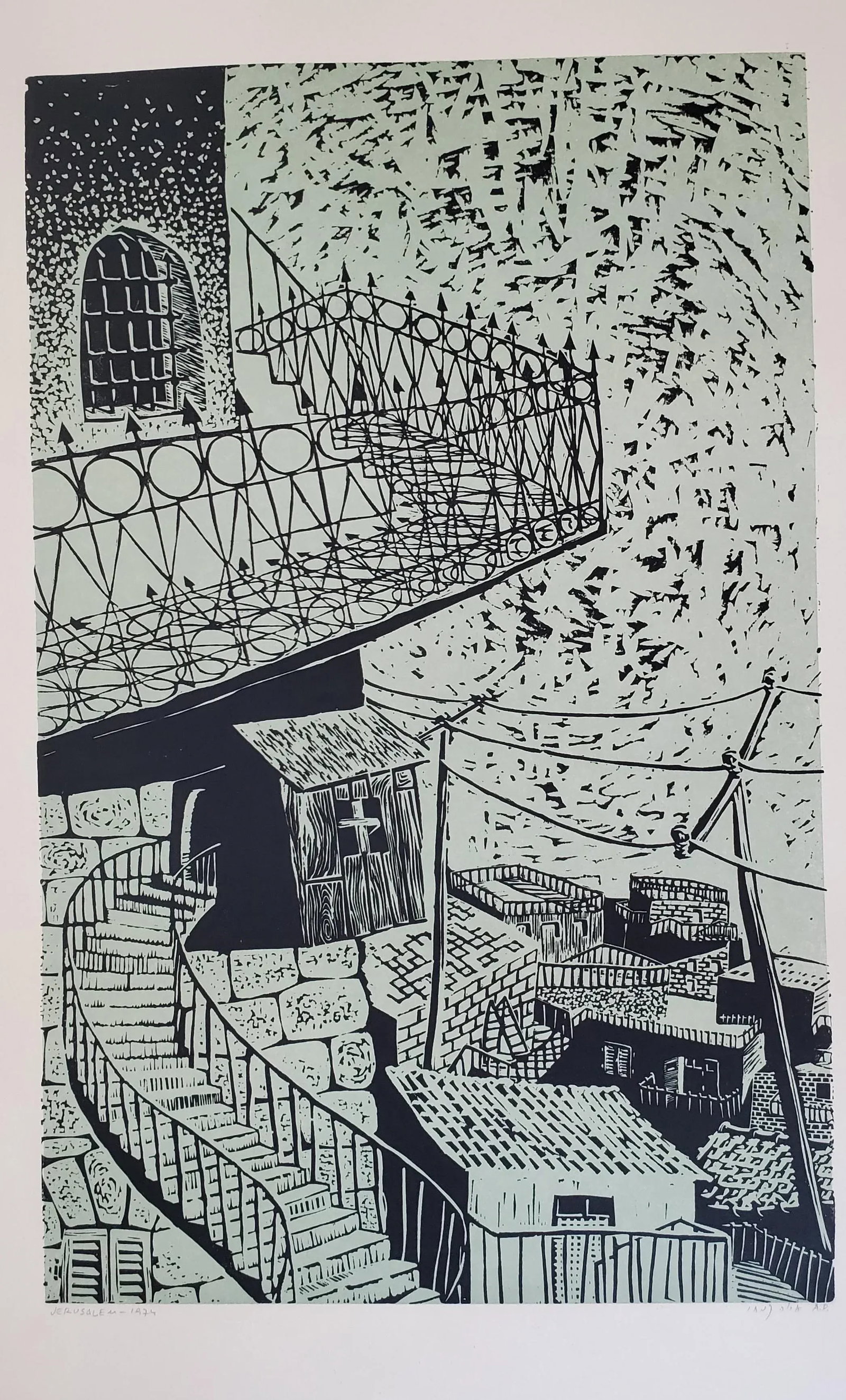 1970s Arieh Kimhi Print Linocut Block Print Artists Proof - 4