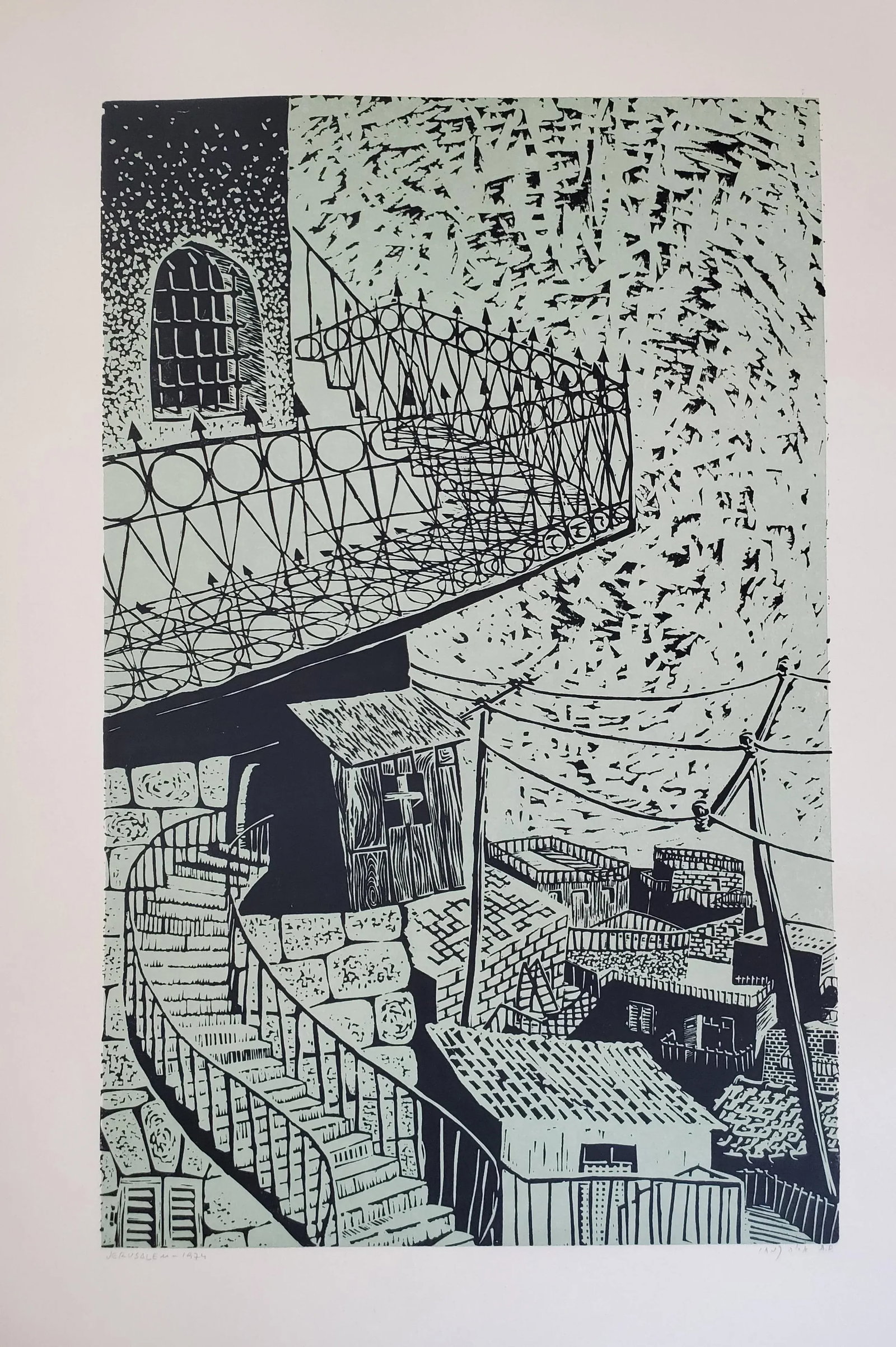 1970s Arieh Kimhi Print Linocut Block Print Artists Proof - 7