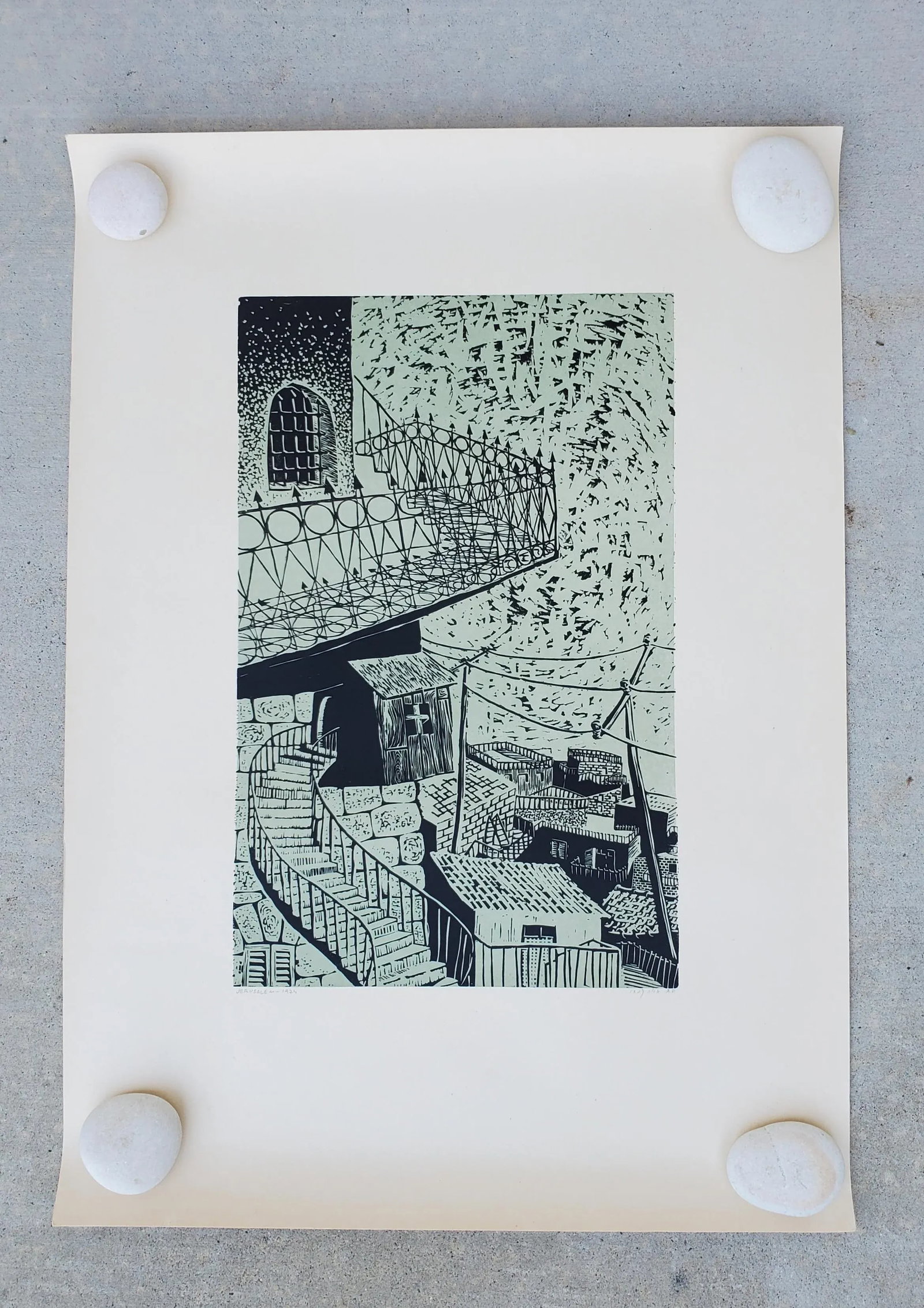 1970s Arieh Kimhi Print Linocut Block Print Artists Proof - 8