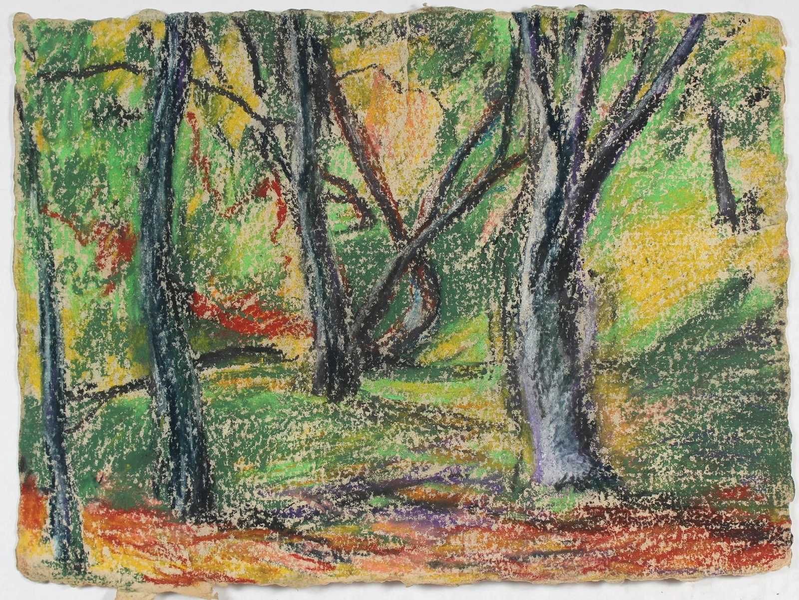 Jack Freeman Forest Landscape Drawing in Pastel on Handmade Paper, Late 20th Century - 3