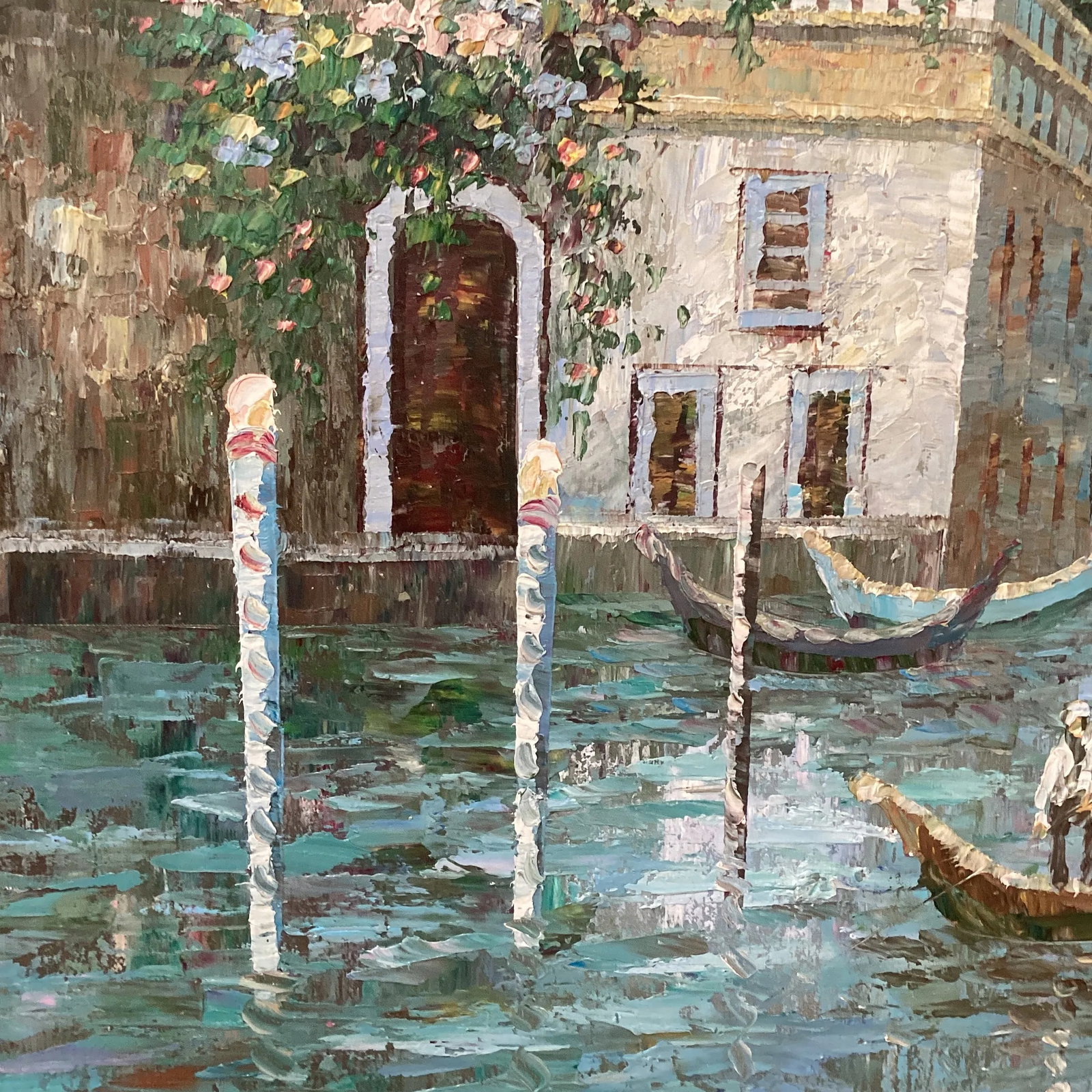 Mid 20th Century Oil on Canvas Painting Venetian Street Scene Framed - 7