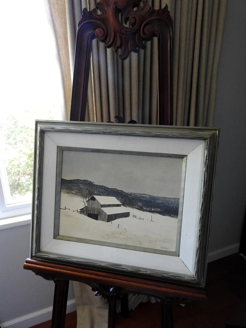 Late 20th Century Winter Countryside Landscape Painting by Rod Newhall, Framed - 3