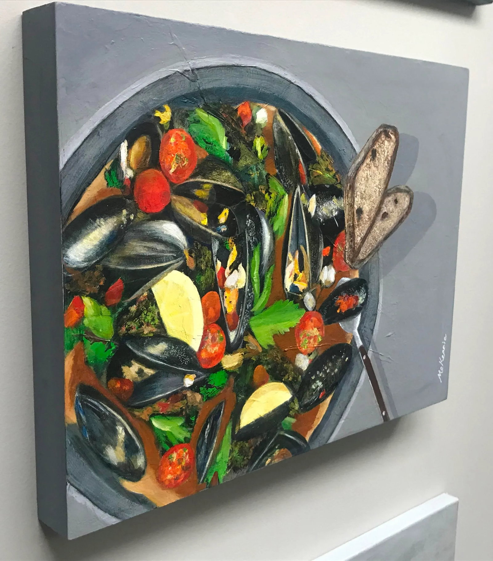 "Mixed Blessing" Contemporary Impressionist Food Still Life in Green, Red, Gray by Mill Valley Artis - 2
