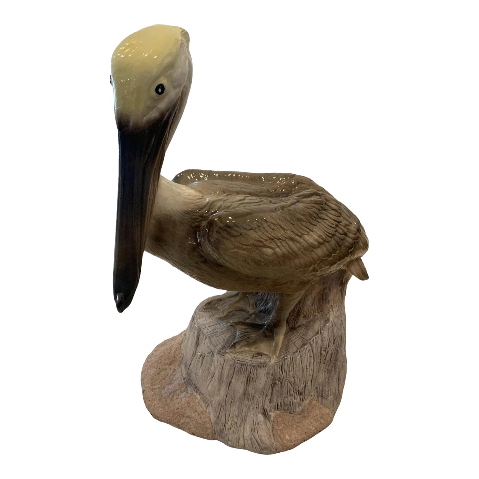 1970s Vintage Ceramic Pelican Statue by Townsend: Discover the nostalgic allure of this vintage ceramic pelican, a unique piece that exudes timeless charm and artisanal craftsmanship. With its weathered patina and intricate detailing, this pelican