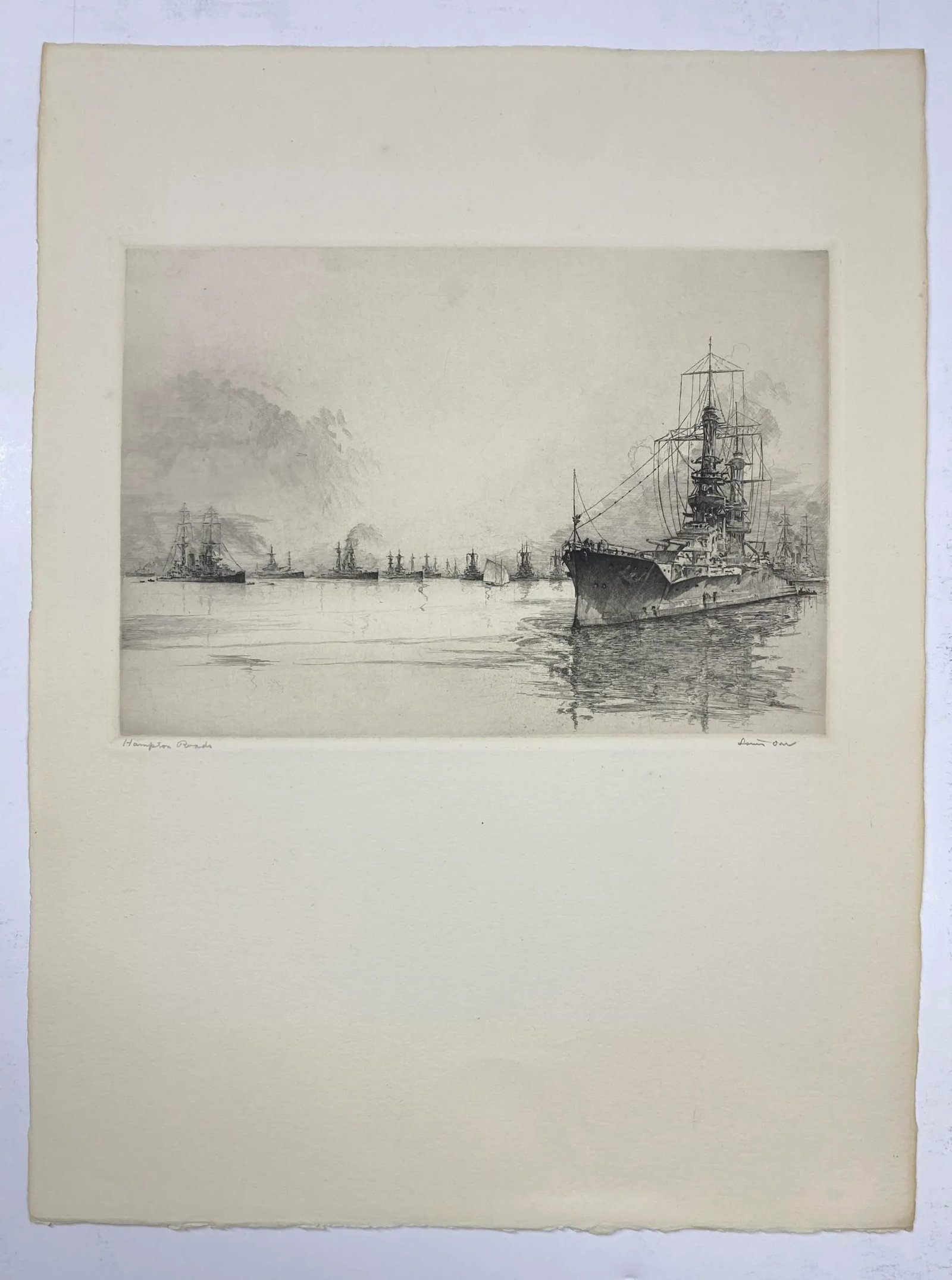 1928 Louis Orr Hampton Roads Virginia Etching, Port of America Series - 4