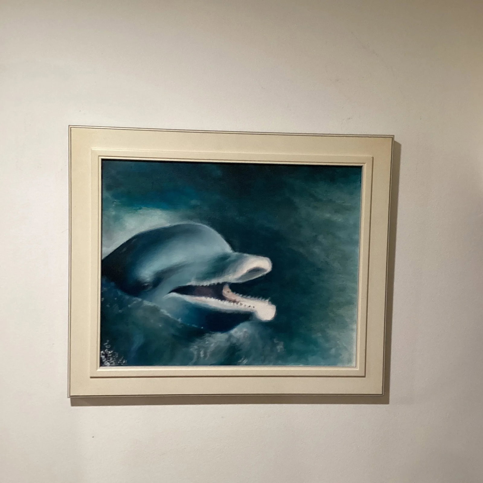 Late 20th Century Seascape "Dolphine'"an Original Oil Painting on Canvas With Artist Marks, Framed - 12