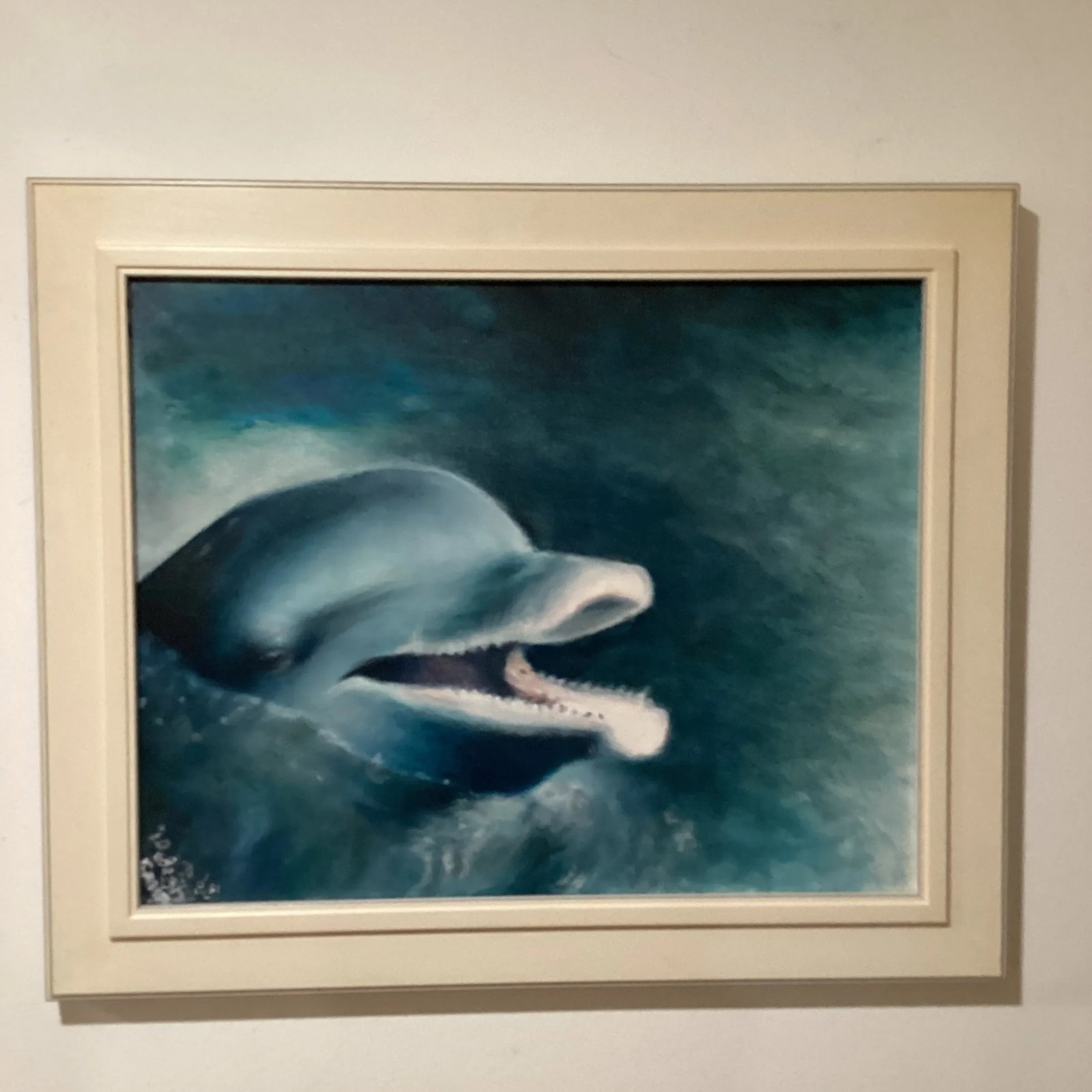 Late 20th Century Seascape "Dolphine'"an Original Oil Painting on Canvas With Artist Marks, Framed - 2