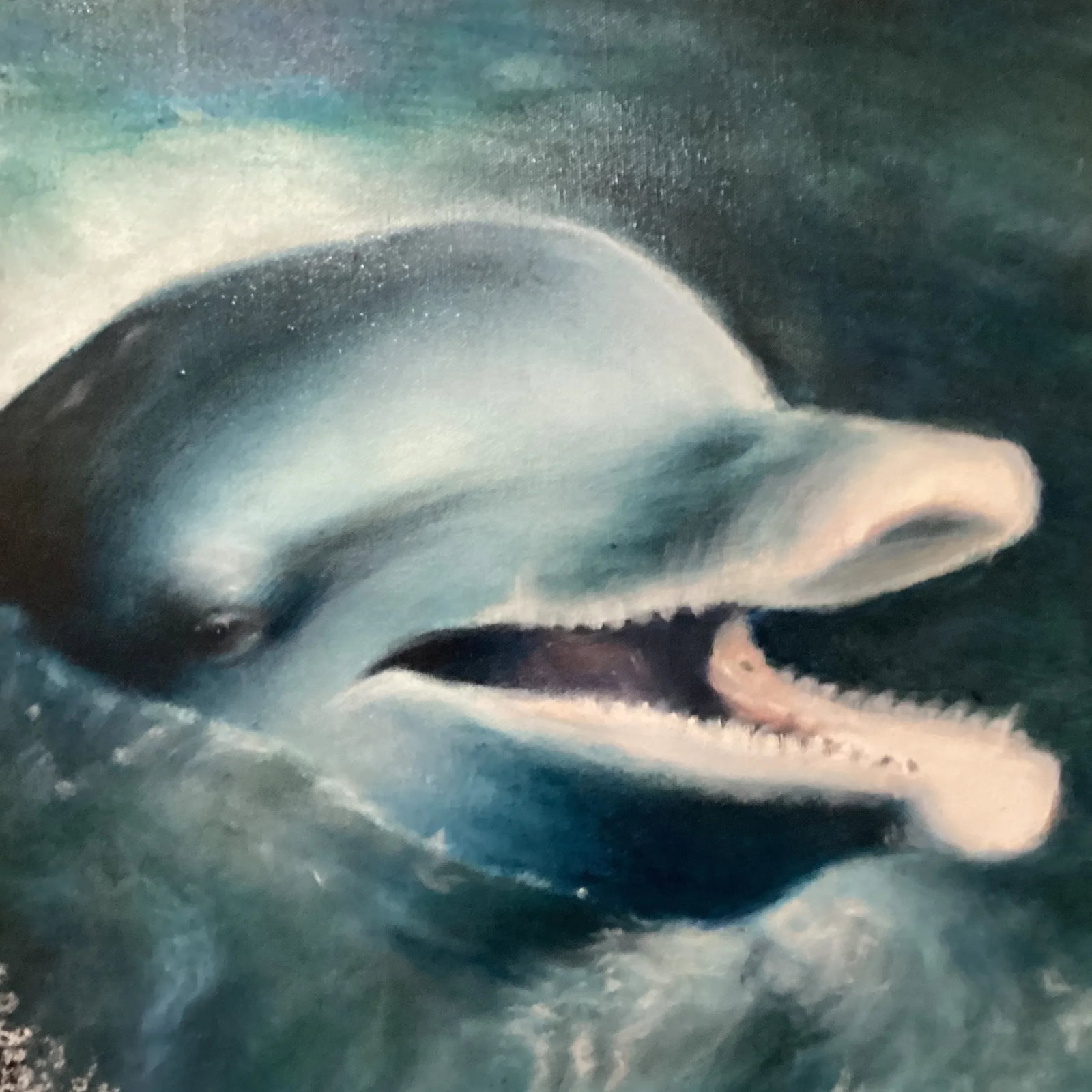 Late 20th Century Seascape "Dolphine'"an Original Oil Painting on Canvas With Artist Marks, Framed - 4