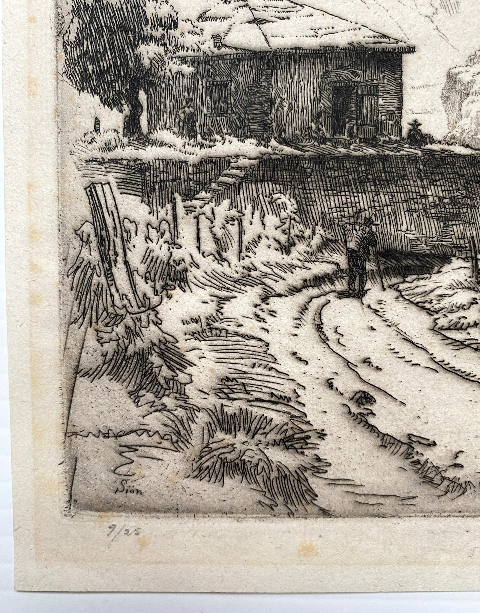 Maurice Achener Le Chateau De Tourbillon a Sion Etching - 2