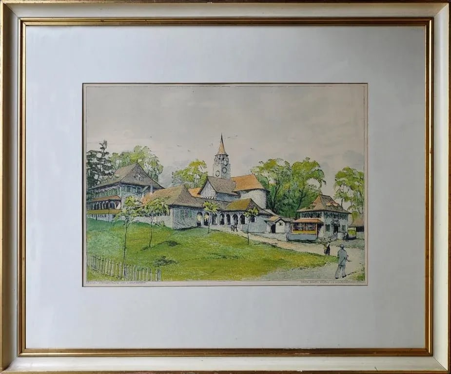 Original Color Lithograph of Painting by Swiss Artist Otto Baumberger - 9