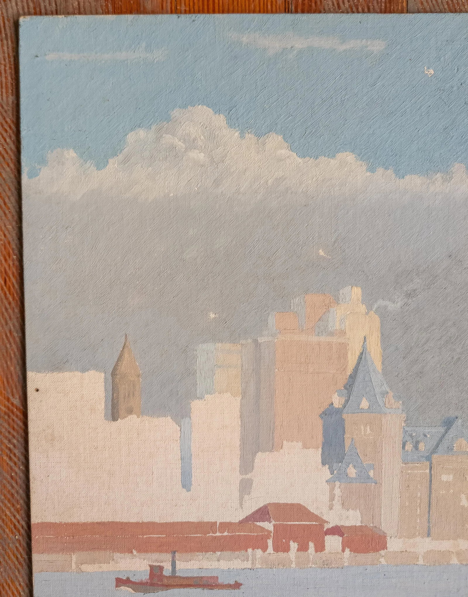 Mid-Century Modern City Skyline Cityscape Acrylic Painting - 2